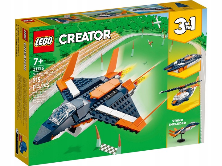Lego Creator 3w1 31126 Odrzutowiec Naddźwiękowy Helikopter Motorówka