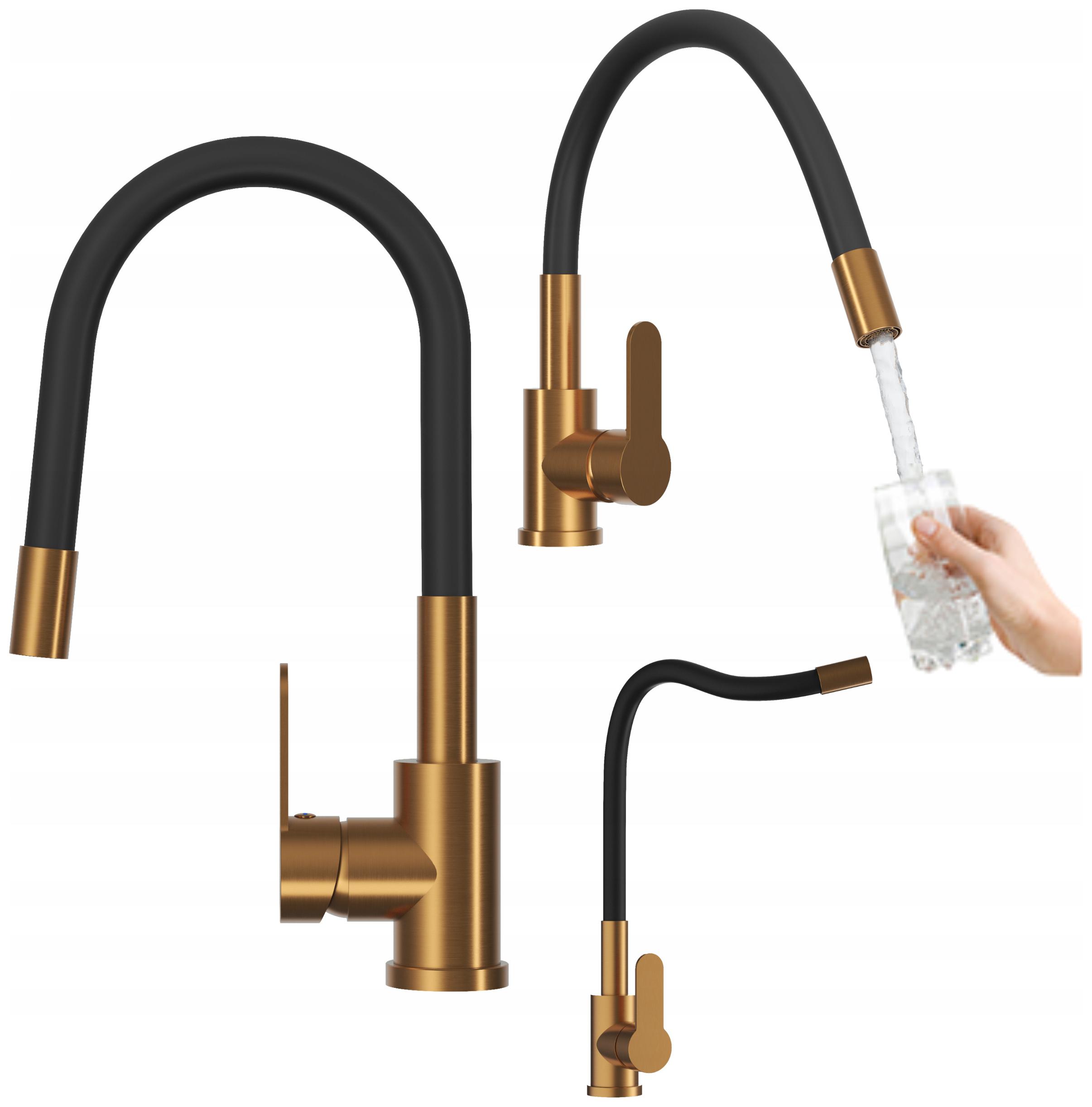 Flexibilná kuchynská batéria rose brushed gold Grado Plus s otočným perlátorom