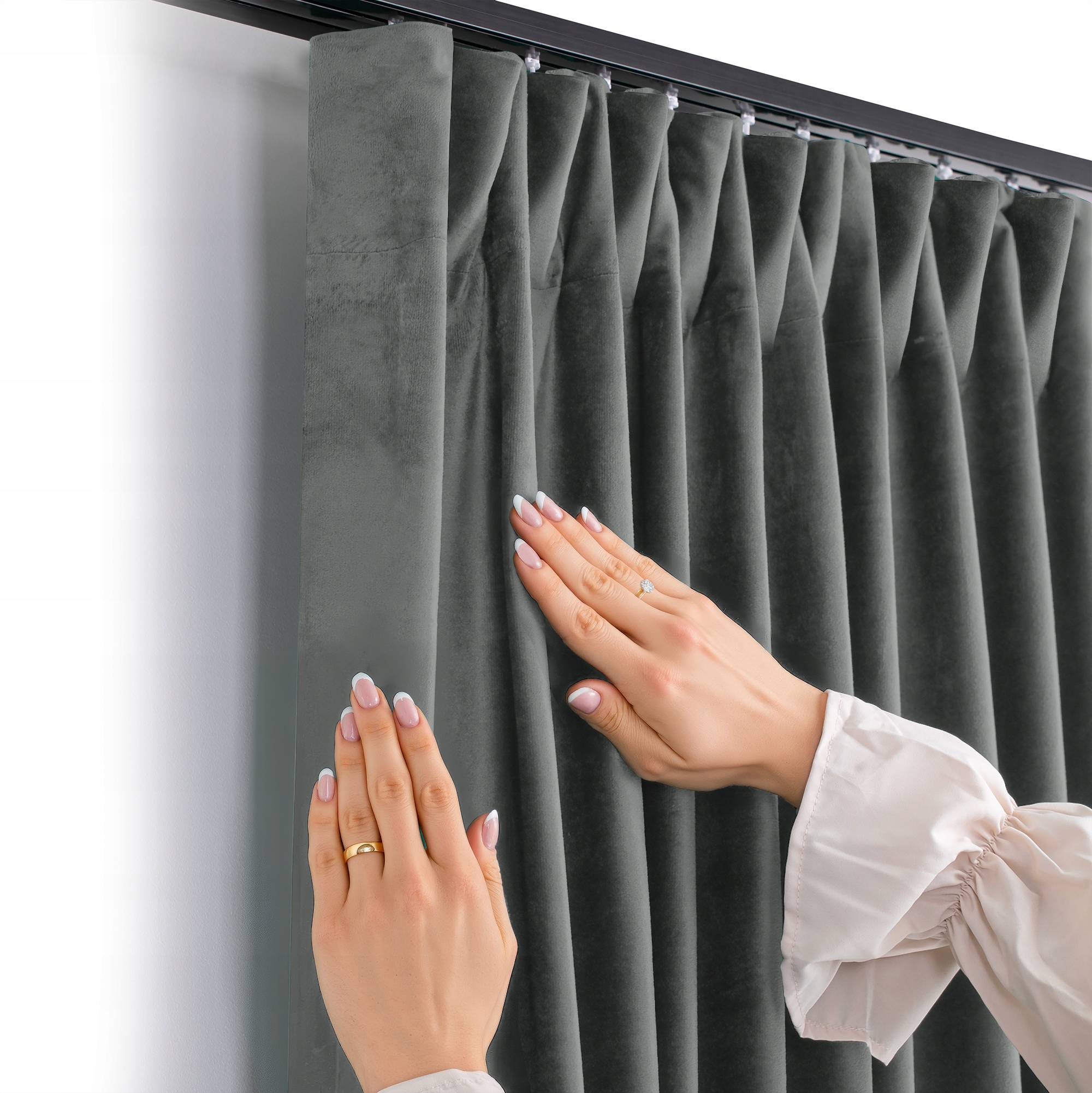 Filumi Záves velvet velúrová zvlnená páska Grafitová 530x225