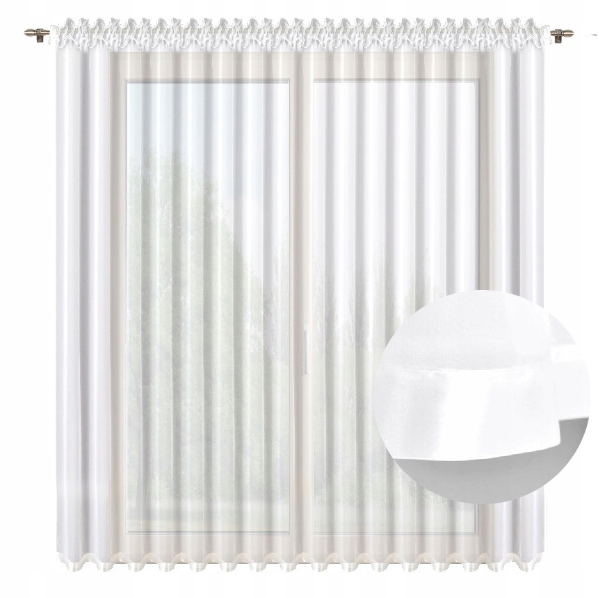 

Firana z lamówką biała 220x300 cm Firanki Balkon