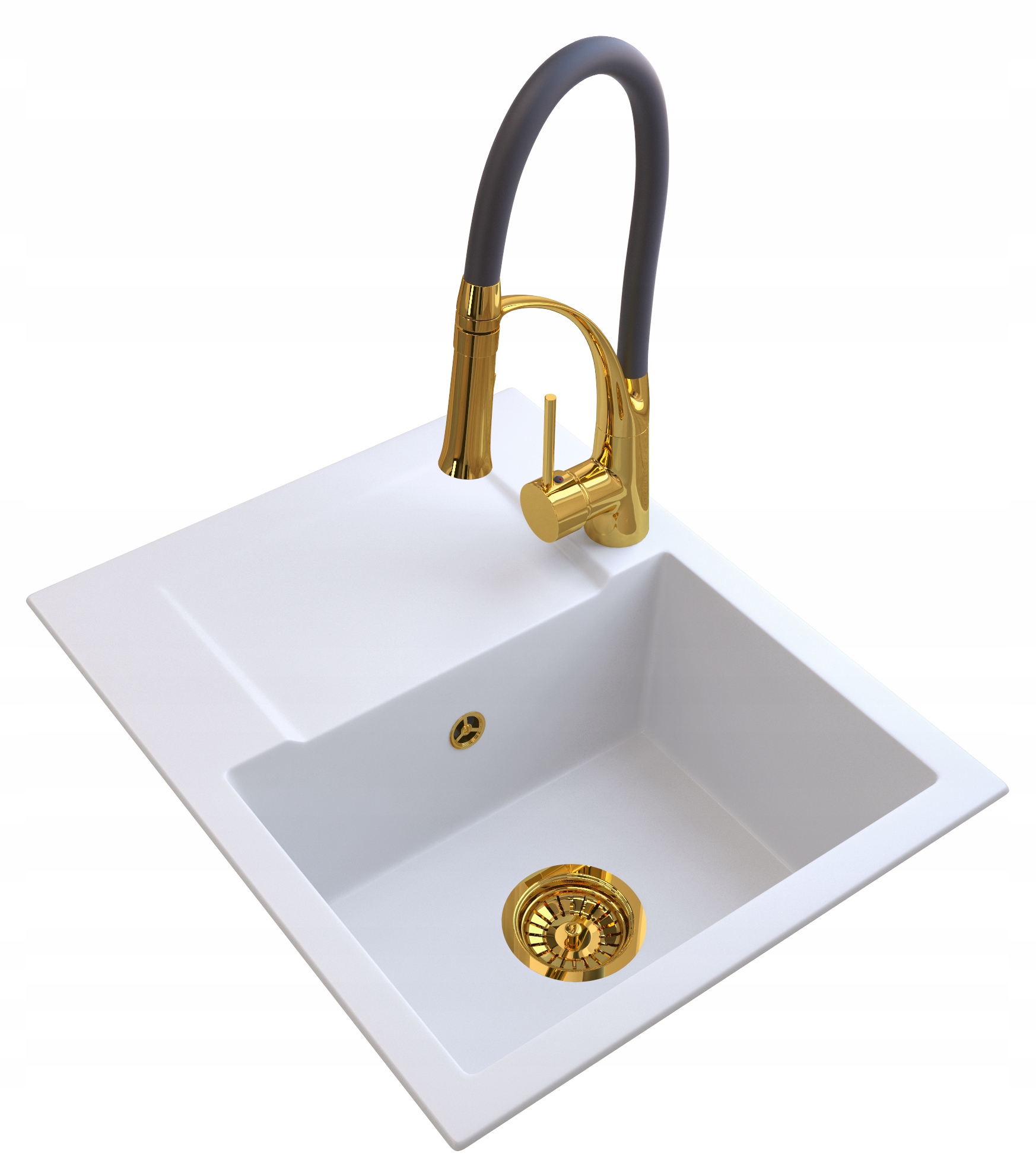 Granitový Kuchynský Drez Top Batéria Zlatá