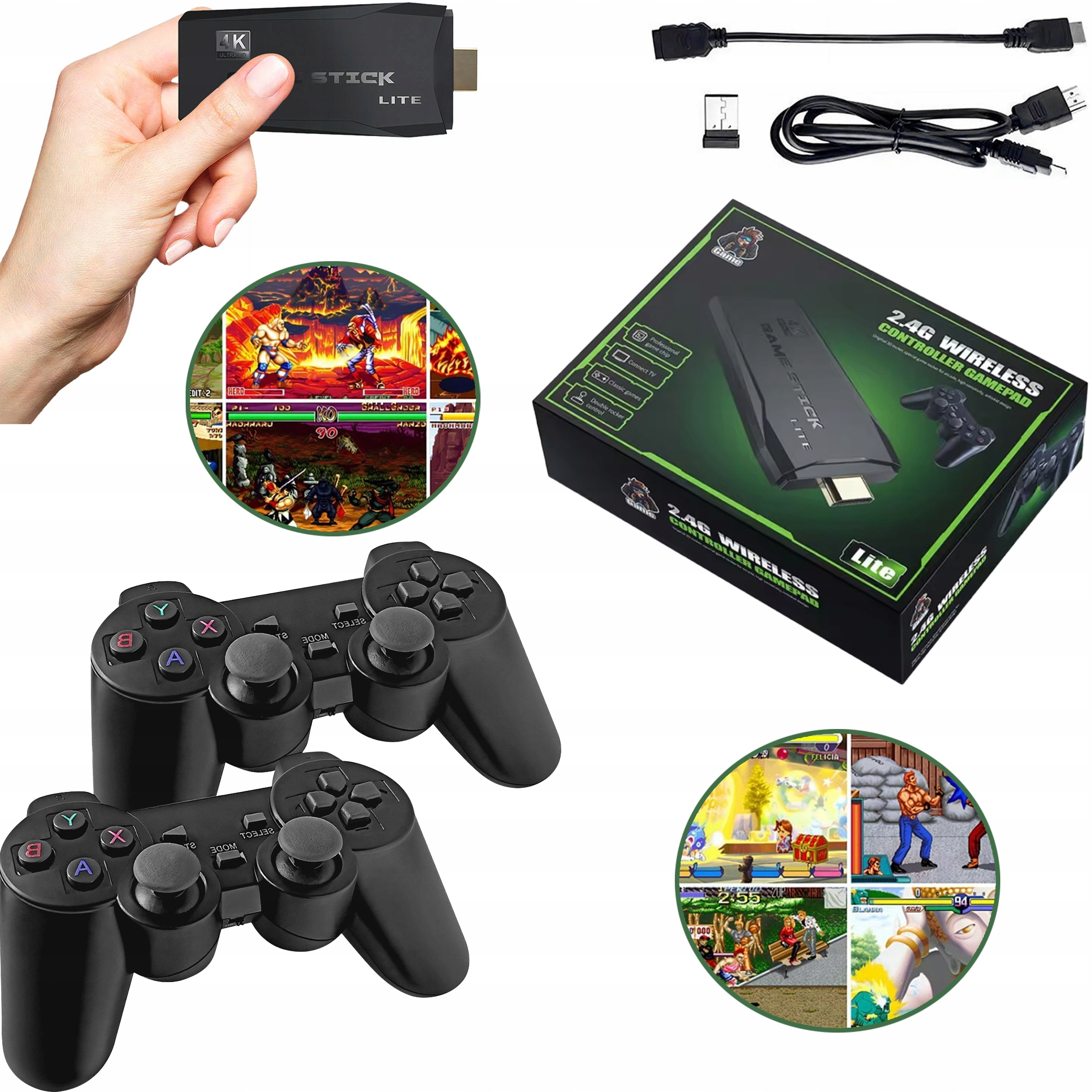 KONSOLA DO GIER RETRO GRA TV NA TELEWIZOR 2 PADY BEZPRZEWODOWE HDMI 64GB
