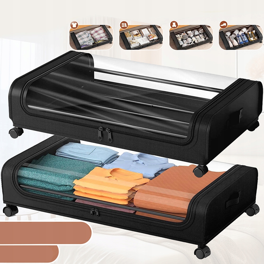 Organizér Pod Postel 78,5X44 CM Pro Uložení Ložního Prádla Se Zámkem, 2 Ks