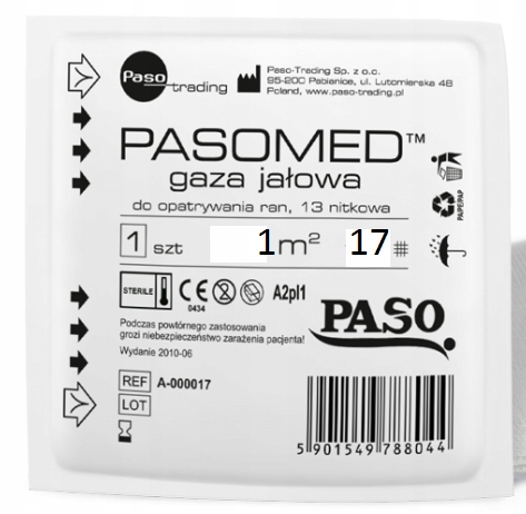 

PasoMed gaza opatrunkowa jałowa 17 nitek 1m2 1 szt