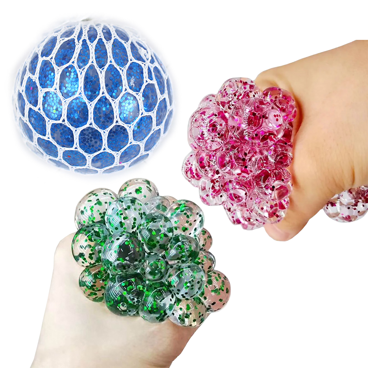 

Gniotek Antystres W Siatce Squish Ball Brokat 3SZT