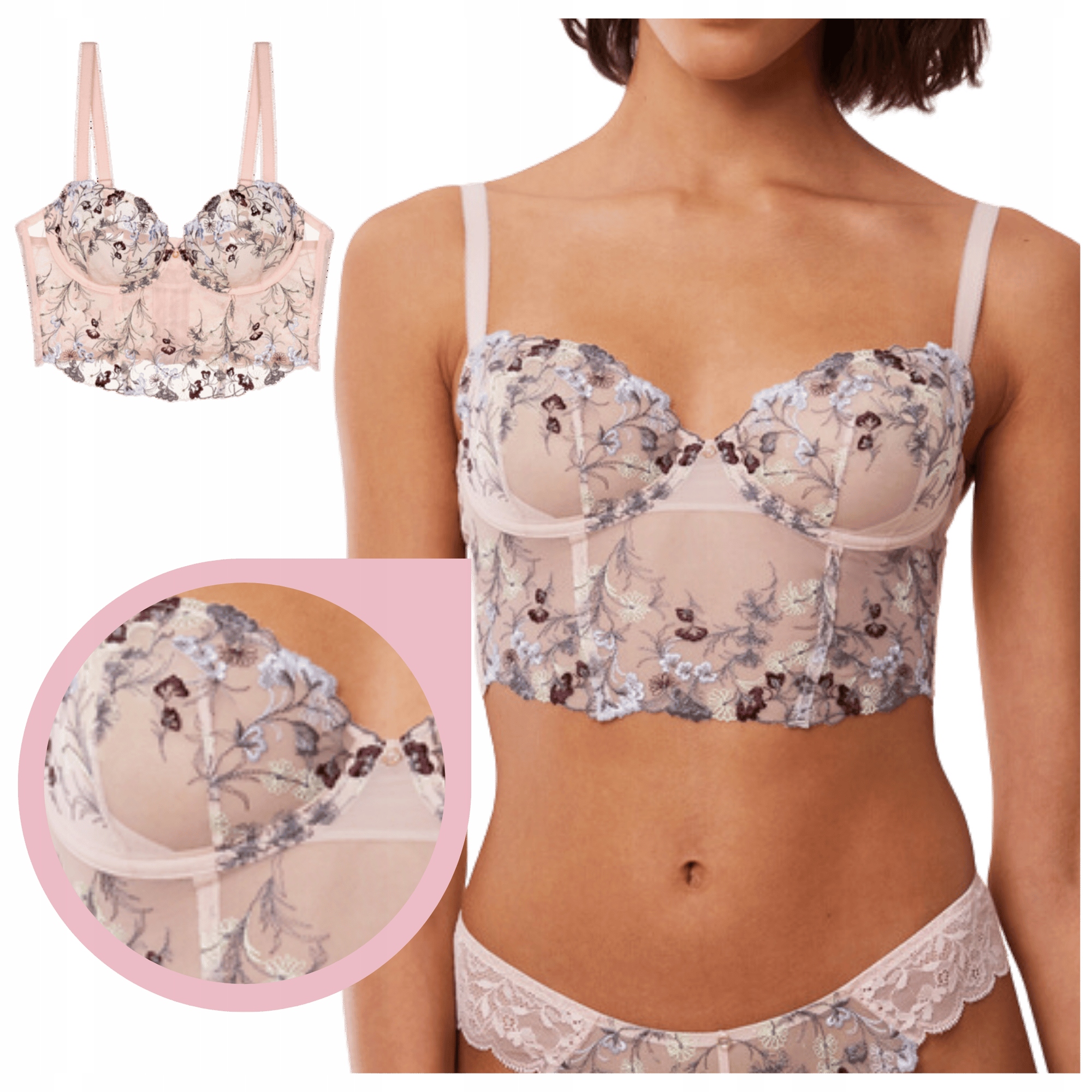 Triumph Sensual Spotlight Podprsenka Korzet 70C Růžová Polokorzet Vyšívaný