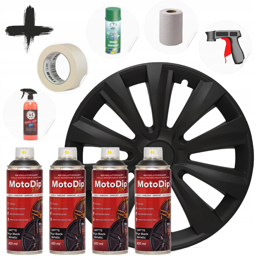 Sada pro ráfky MotoDip Onyx Black Metallic Matte Metalická Oem barva