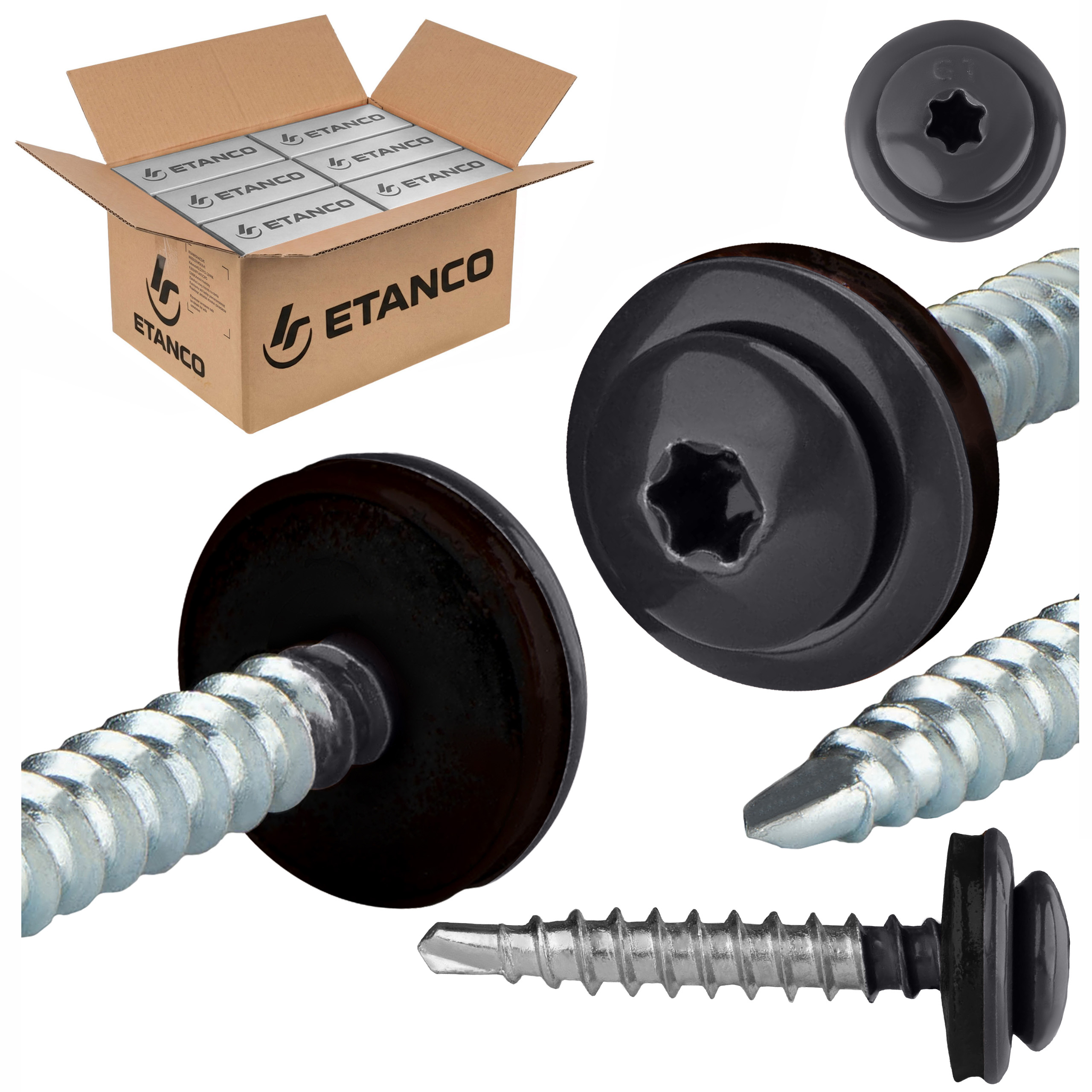 Farmářské vruty Torx 4,8x35 mm Ral 7024 1500ks plechové vruty Etanco Gtf P