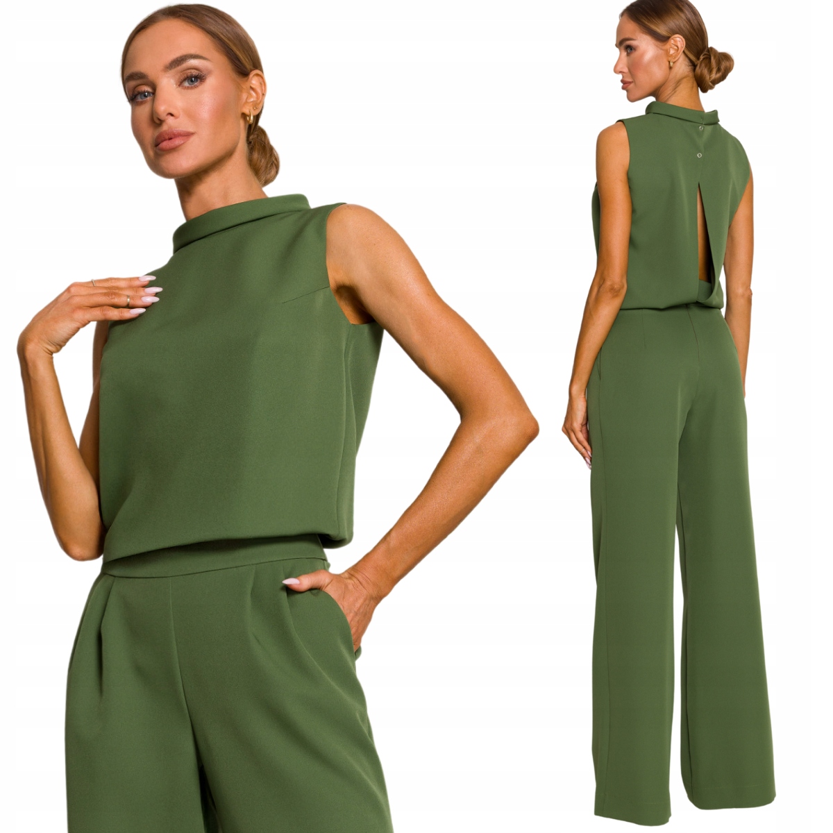 KOMBINEZON ELEGANCKI DAMSKI KOBIECY DŁUGIE NOGAWKI PIĘKNY ZIELONY 42 XL