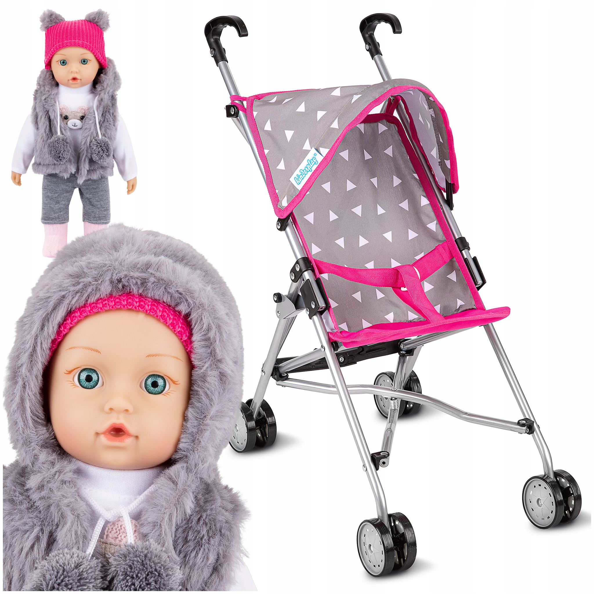 

Kinderplay Wózek Dla Lalek Spacerówka Lekki