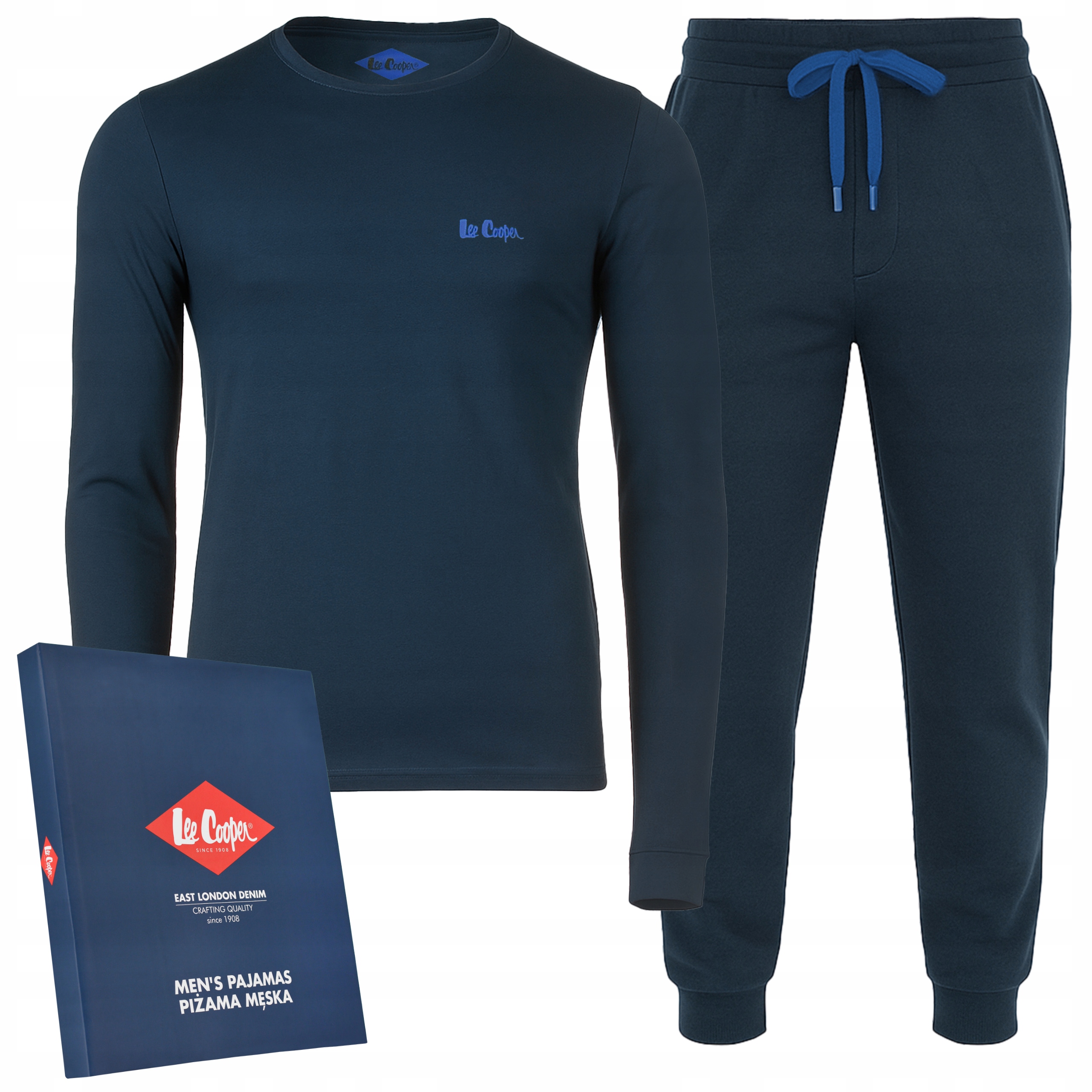 Lee Cooper Pánské bavlněné dlouhé pyžamo Námořnická Modrá Modré logo Velikost XXL