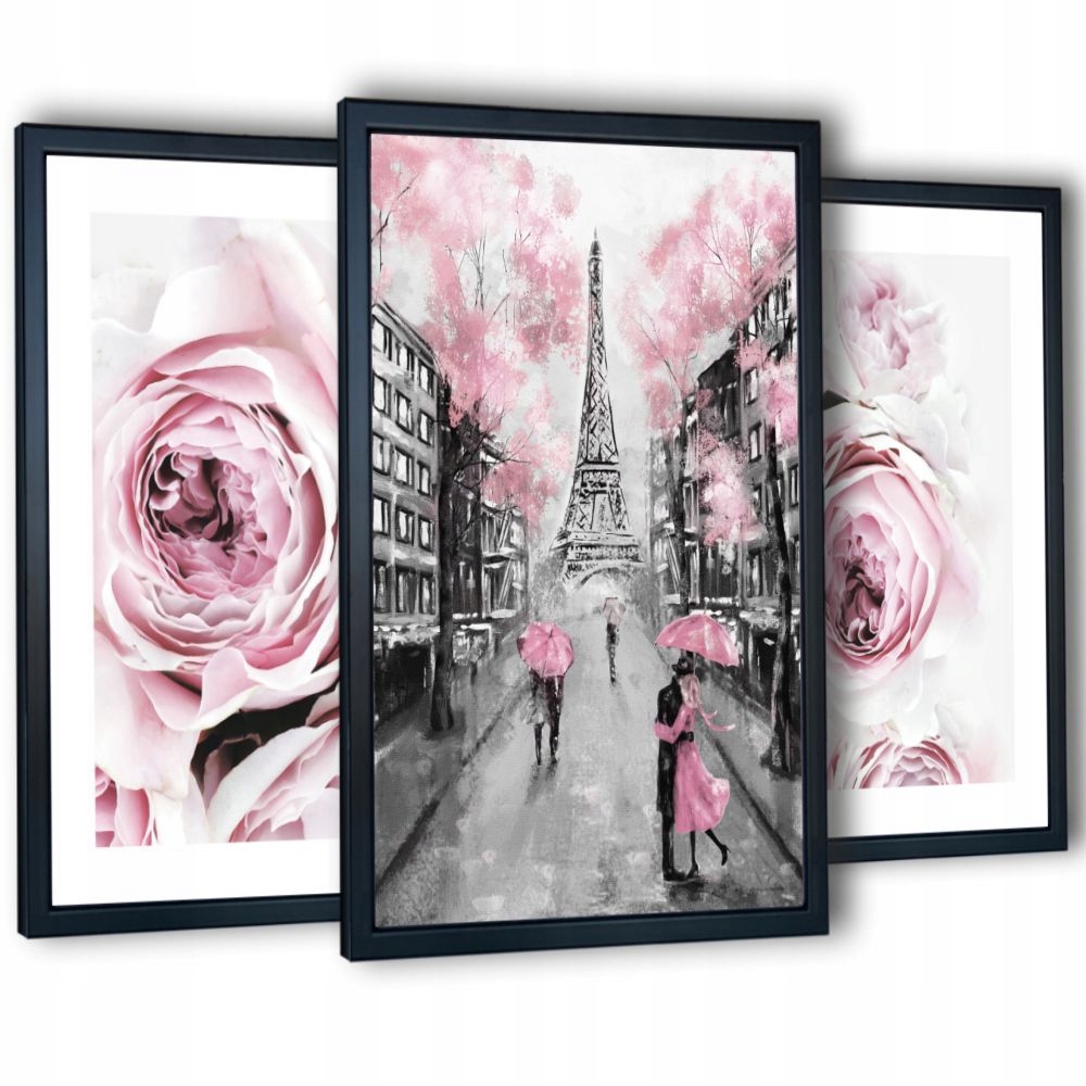 

3 obrazy do salonu w ramach Różowe Peonie 129x63