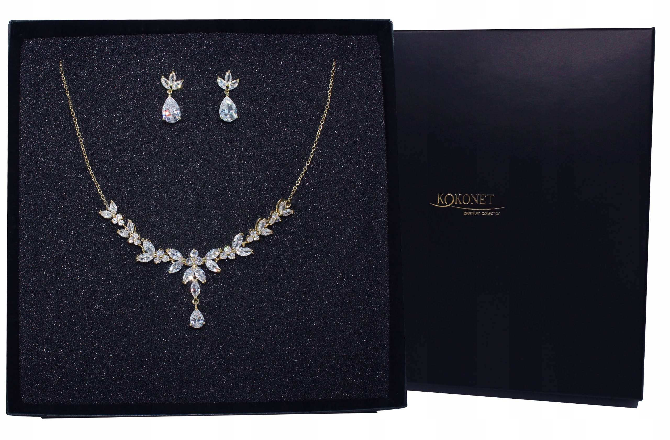 Sada náhrdelníku a náušnice pozlacená 18k zlatem Swarovski glam