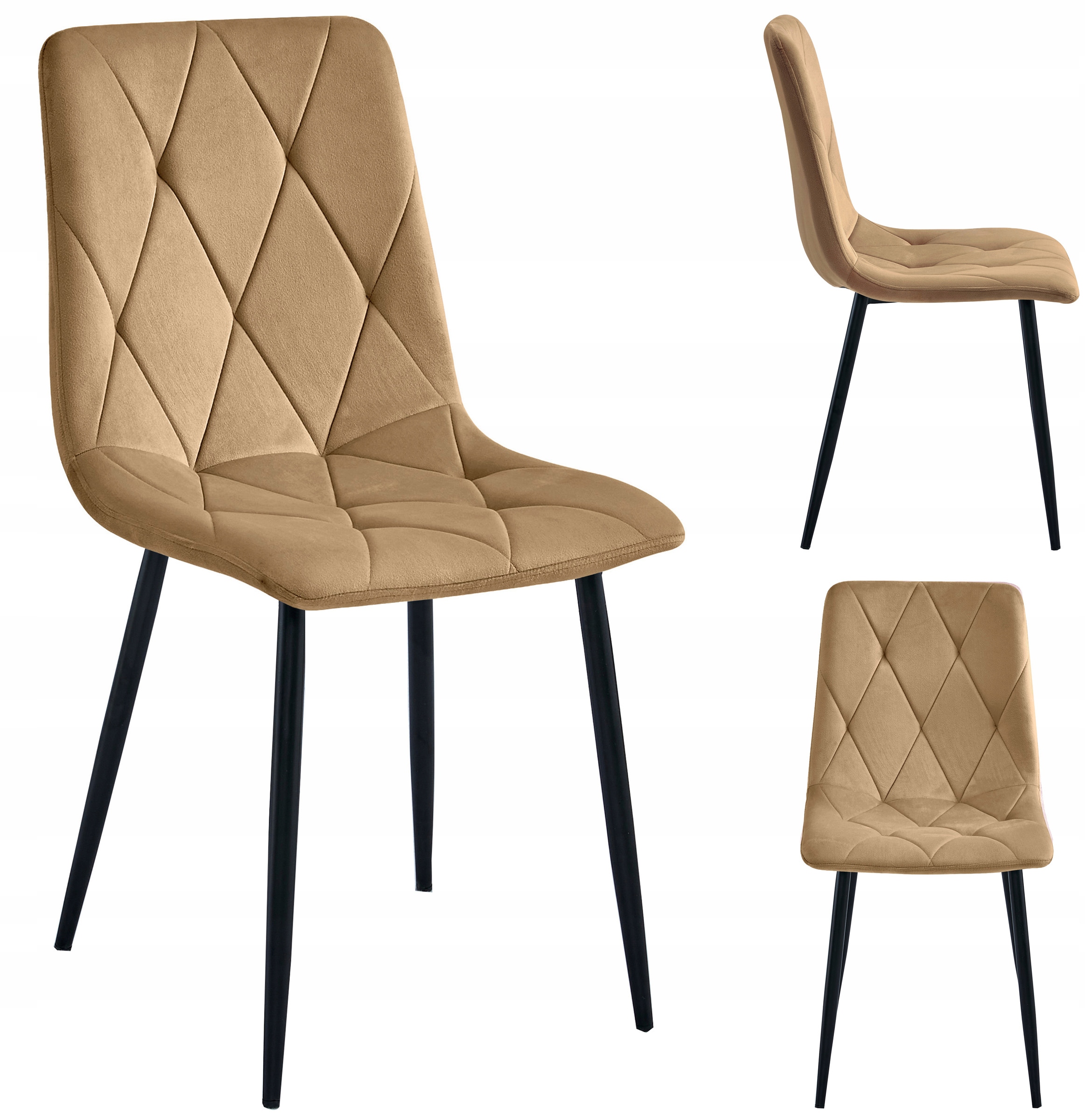 Krzesło Tapicerowane Welurowe Velvet Do Salonu Kuchni Jadalni Lumines Brąz