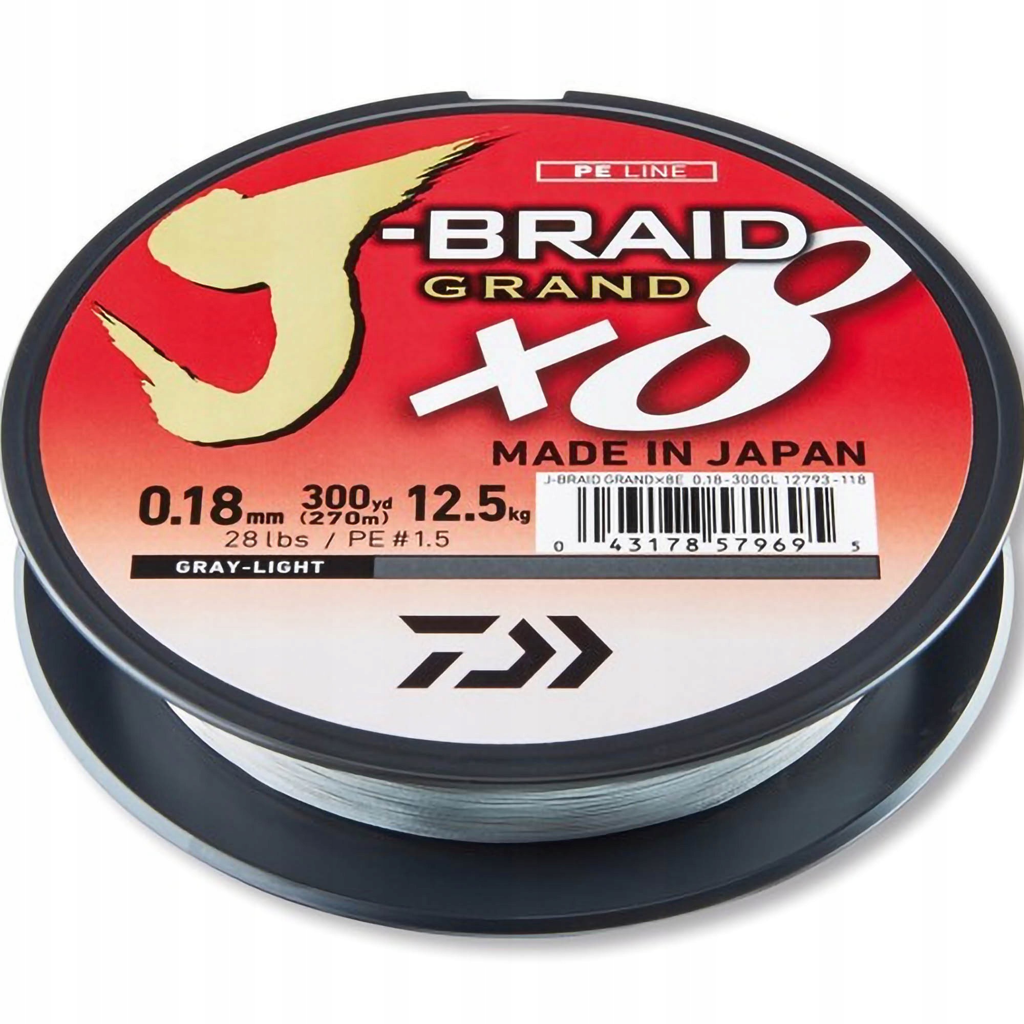Plecionka Daiwa J Braid Grand X8 0,18mm 135m Light Grey