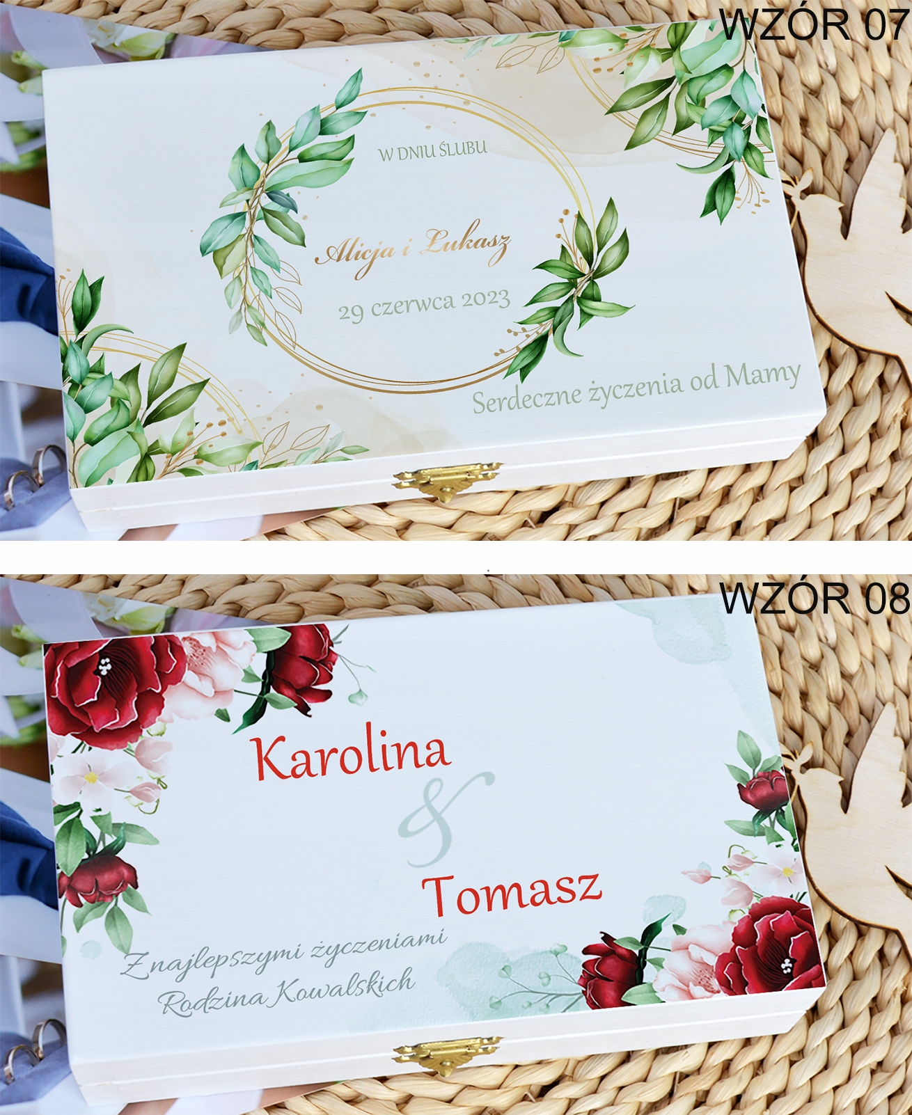 Pudełko na pieniądze prezent na wesele PAMIĄTKA ŚLUB Głębokość produktu 2.6 cm