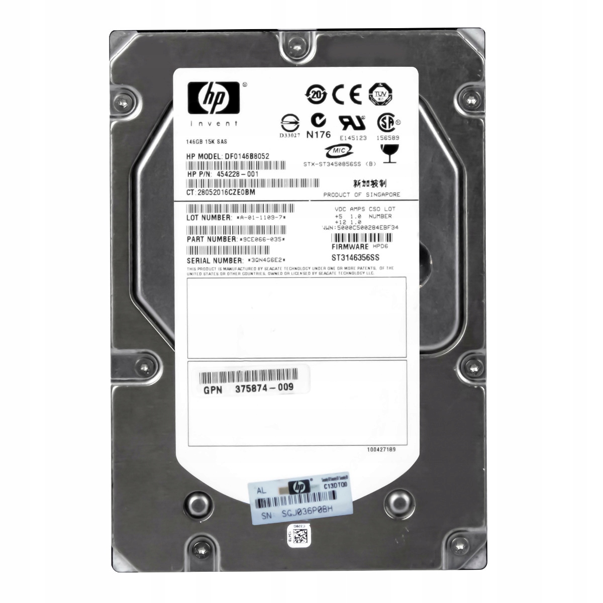 Hp 454228-001 146GB 15K 16MB Sas 3,5'' DF0146B8052 ST3146356SS