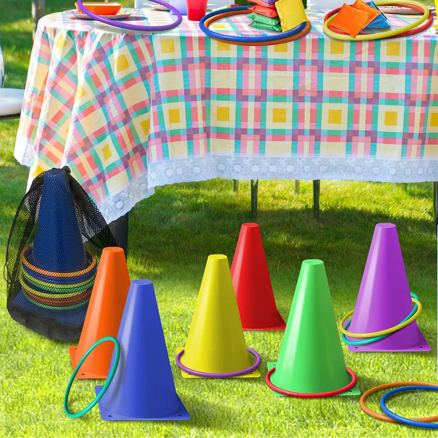 GRA ZRĘCZNOŚCIOWA RZUT DO CELU 3W1 PACHOŁKI OBRĘCZE WORECZKI 30 ELEMENTÓW Kod producenta 6TY0612YX