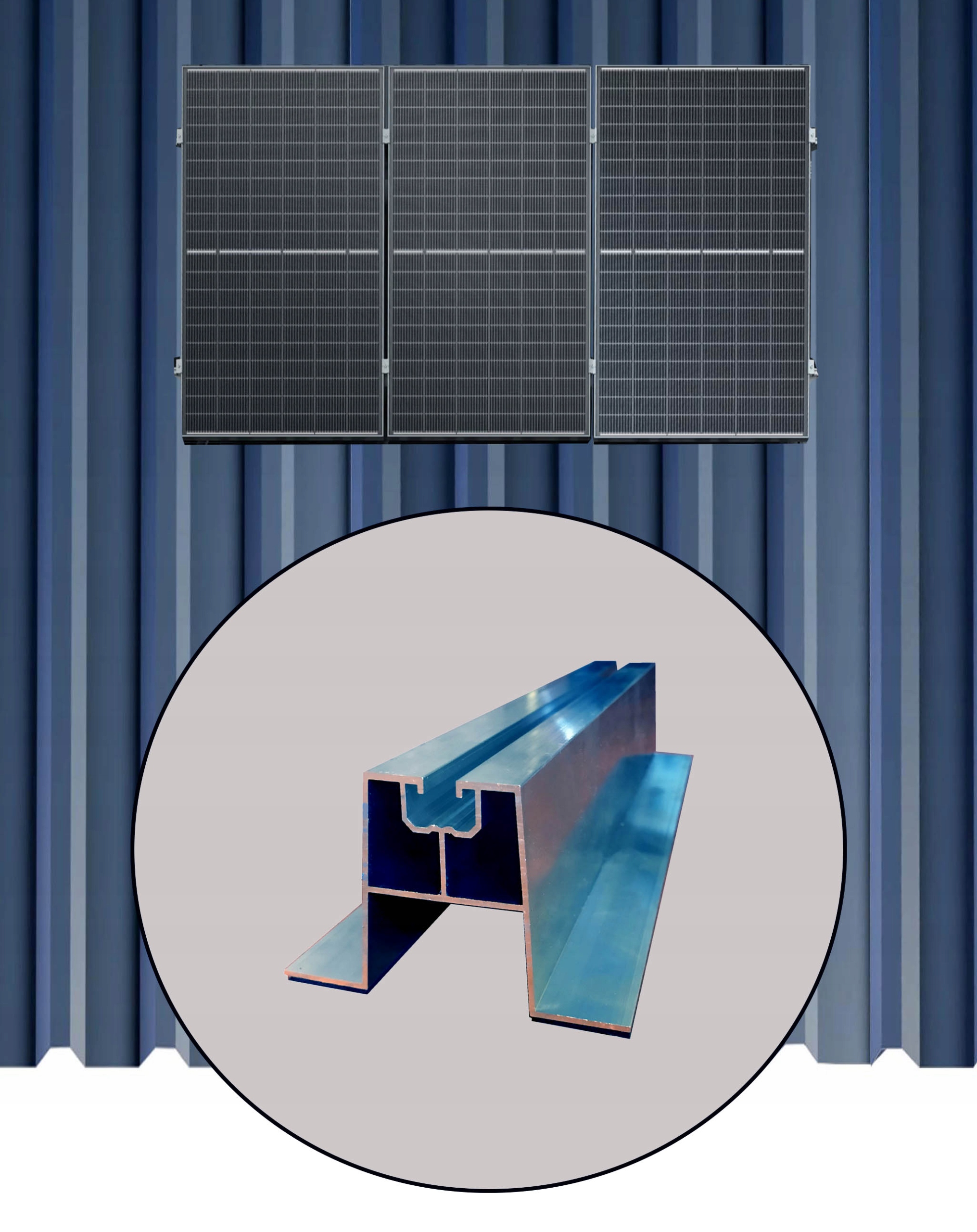 System mocowania 3 modułów Pv na Mostkach Trapezowych 60x330