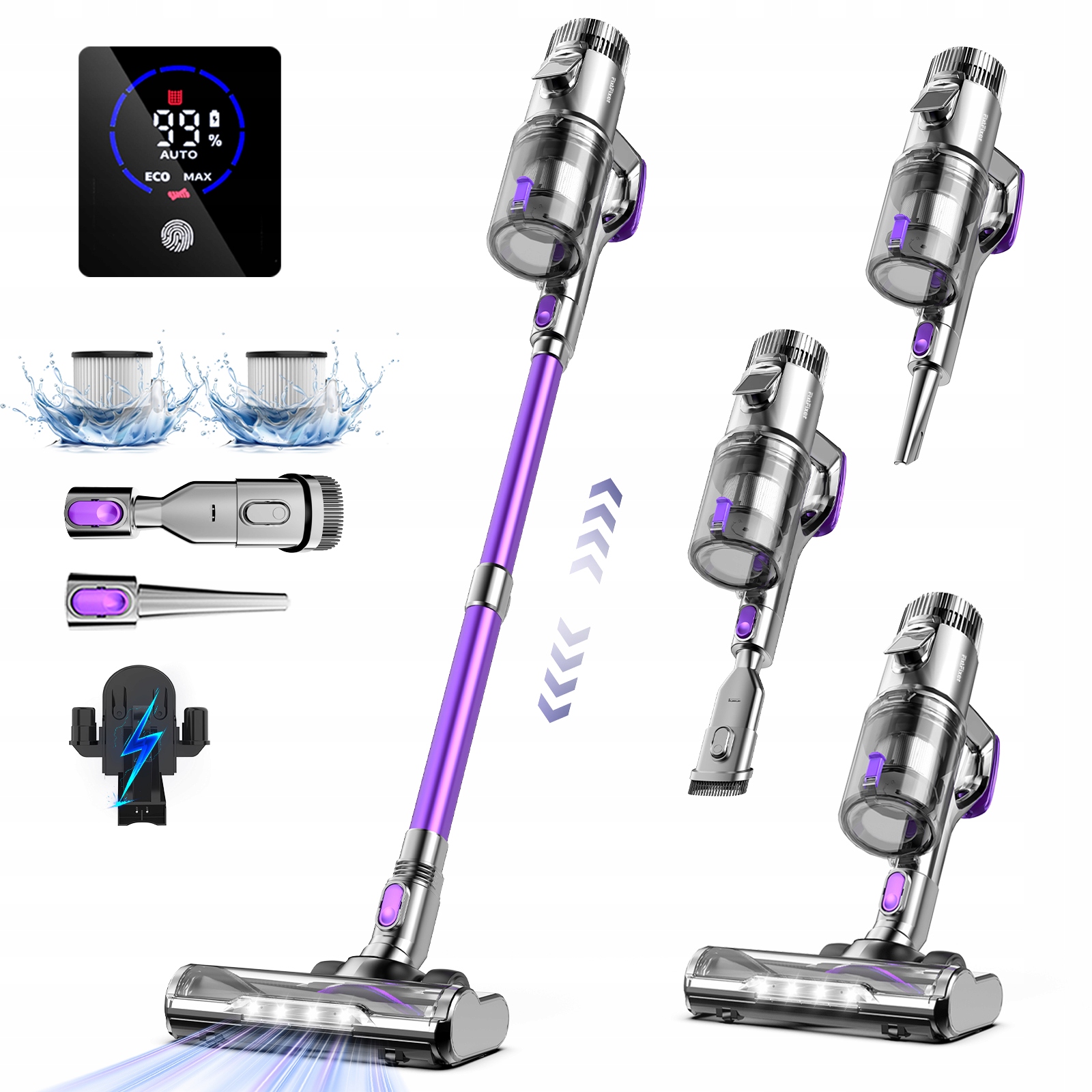 Výkonný tyčový vysávač V10 60 000 Pa 500 W 60 min 3x Hepa filtre