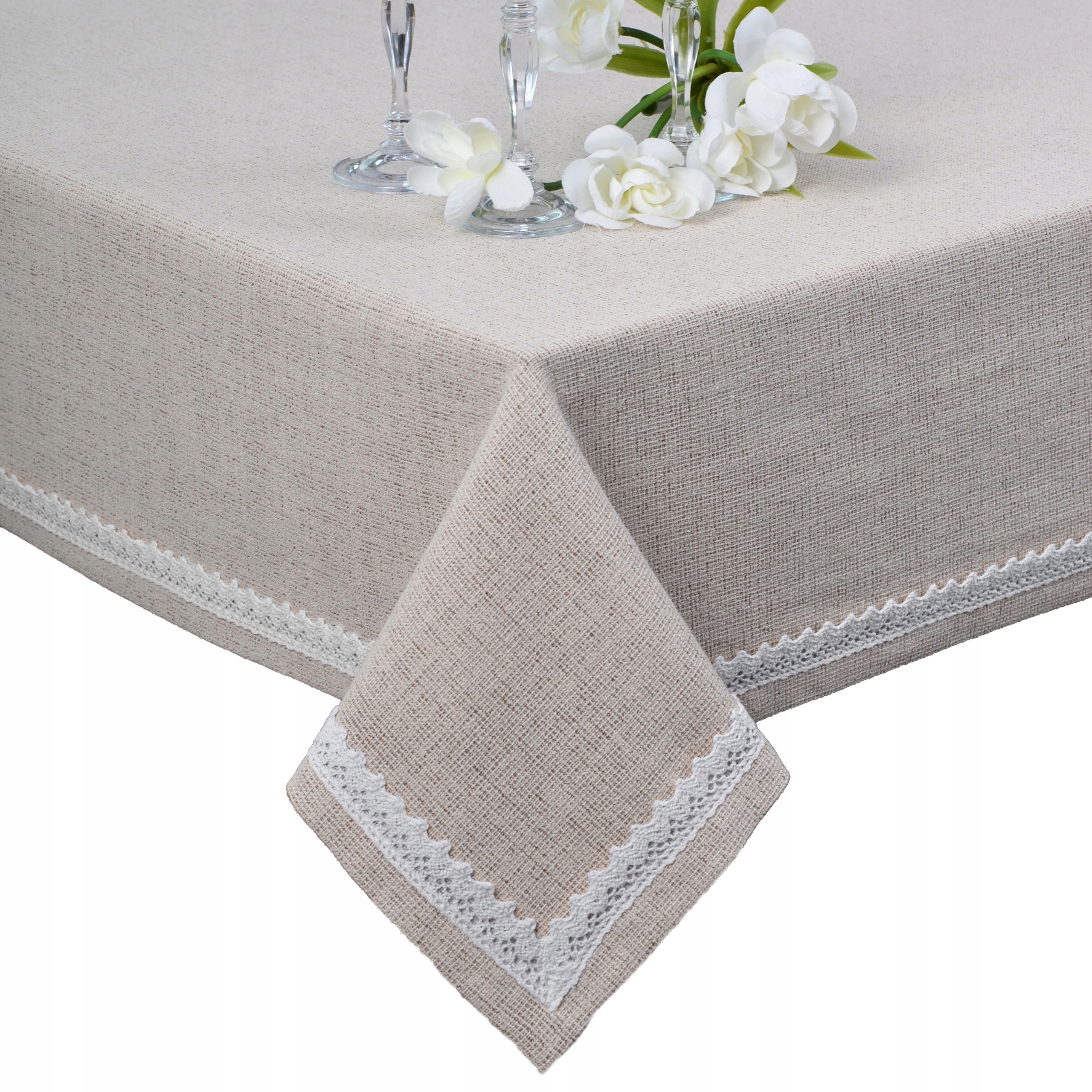 

Obrus z koronką Retro Cafe natural-biel 110x150