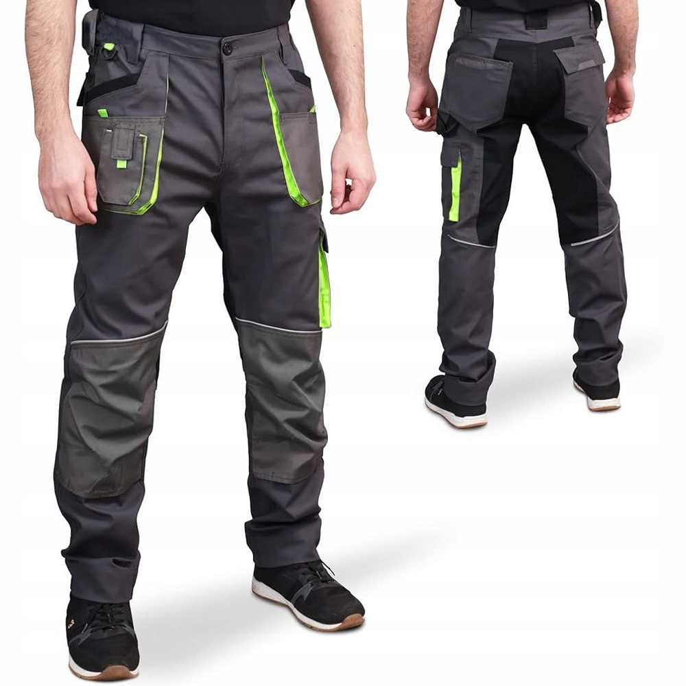 SPODNIE ROBOCZE MĘSKIE BOJÓWKI ELASTYCZNE WZMACNIANE STRETCH LETNIE DO PASA