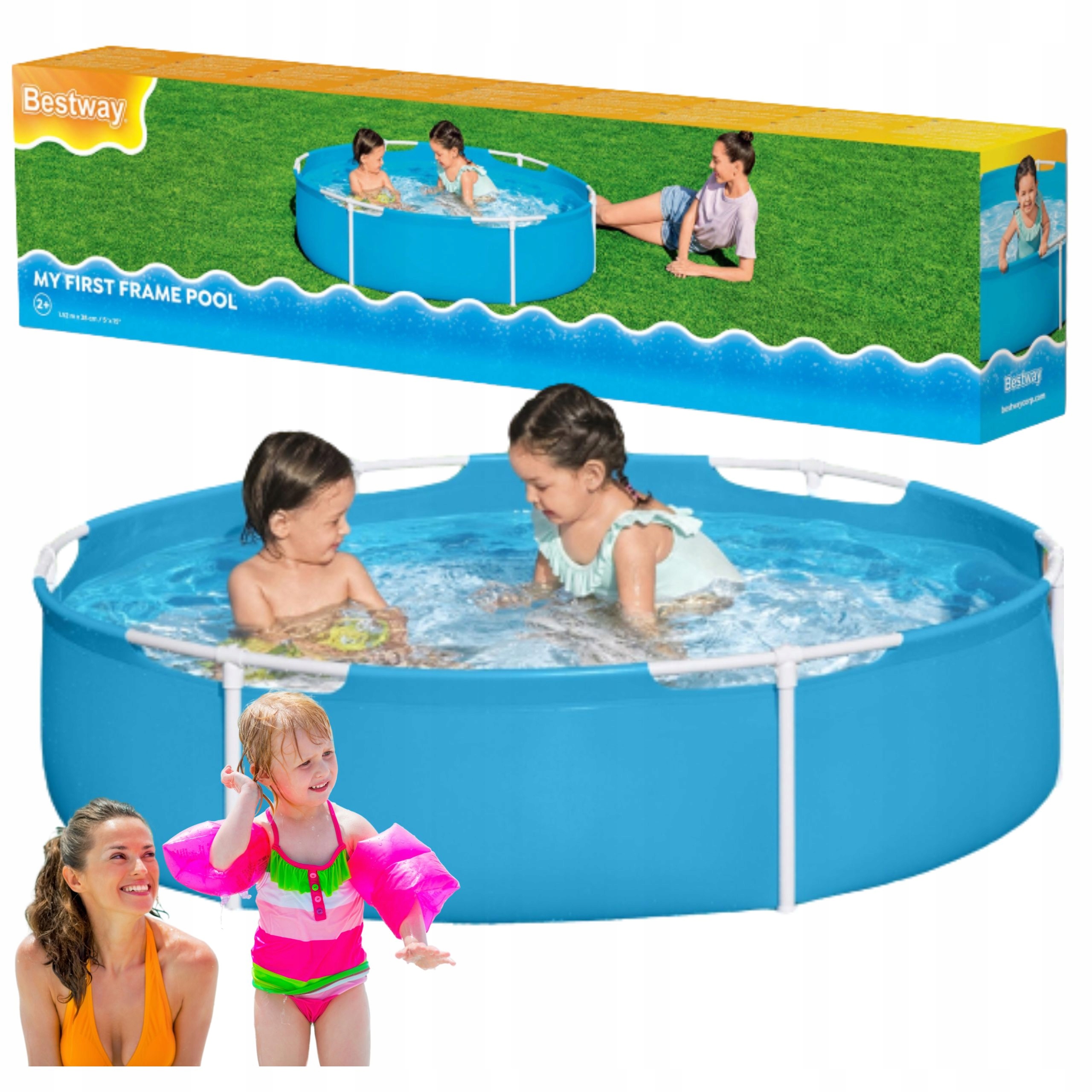 Mały Basen Stelażowy Ogrodowy Dla Dzieci 152X38 CM 580L Prosty Montaż Mocny