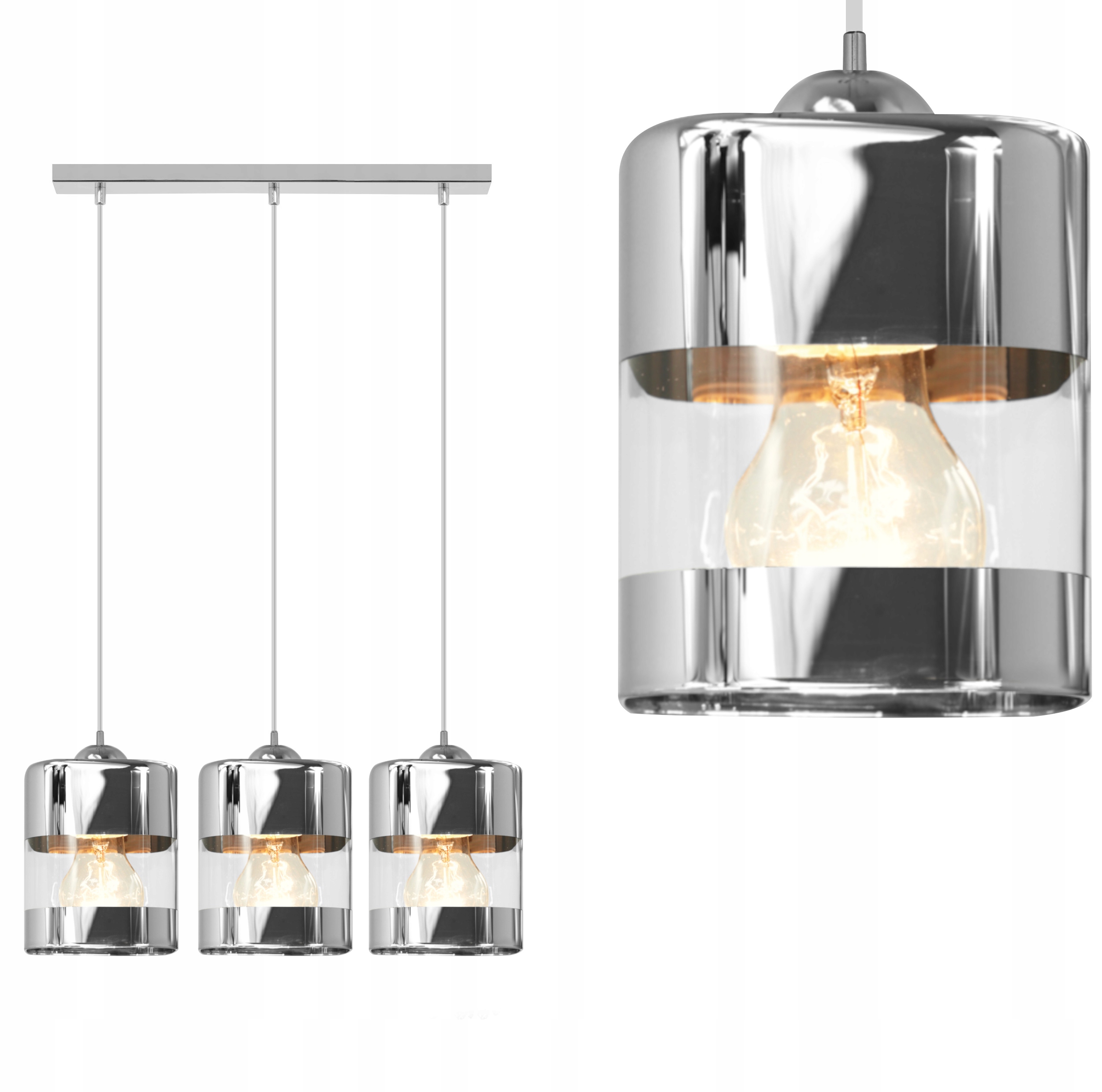 

Lampa Wisząca, Sufitowa Żyrandol Cool Listwa Chrom