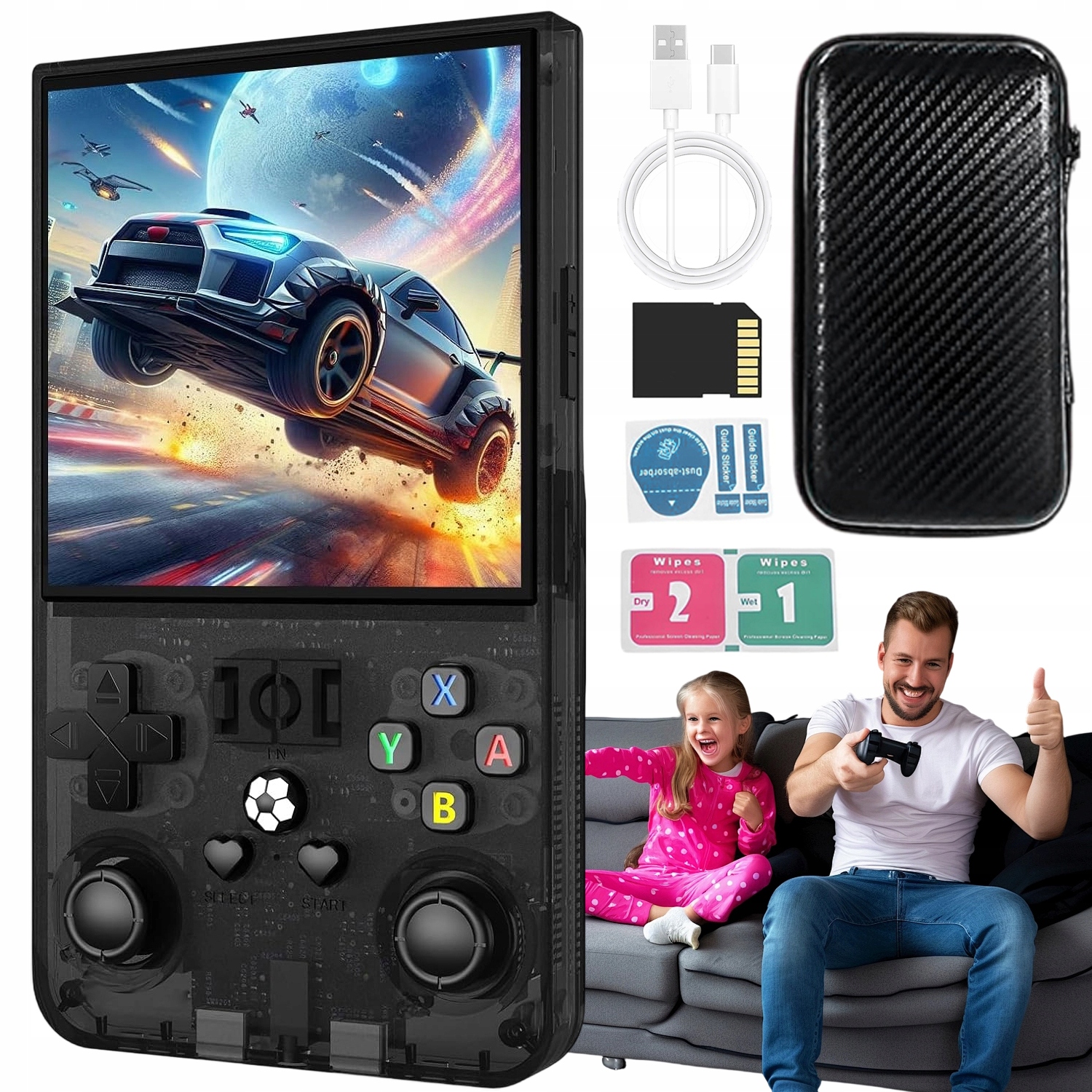 Przenośna Konsola R36MAX Do Gier Retro 18000 Gier 64GB Linnux Czarny
