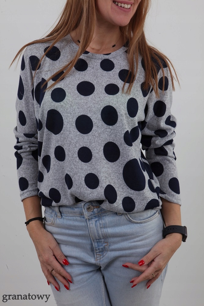 LEKKI SWETEREK BLUZKA KROPY GROCHY PRINT KOLORY*3X Marka inna