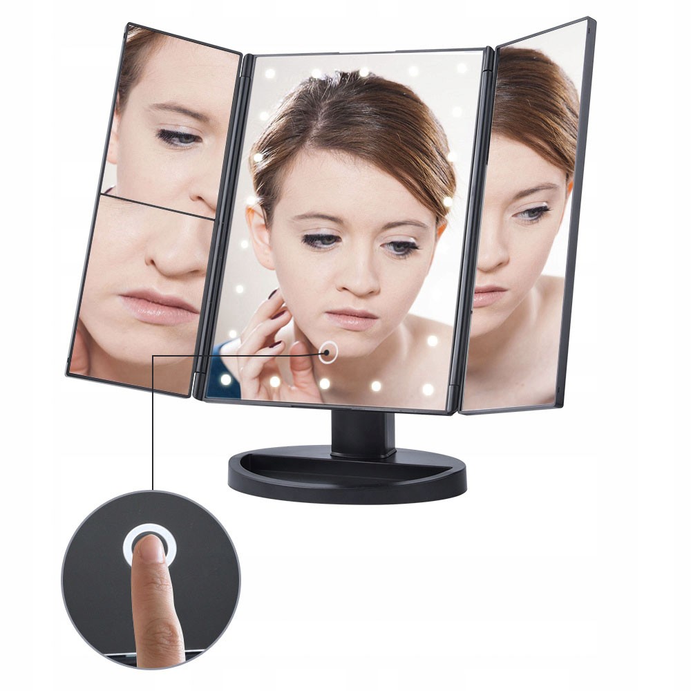 PODŚWIETLANE LUSTERKO KOSMETYCZNE LED CZARNY