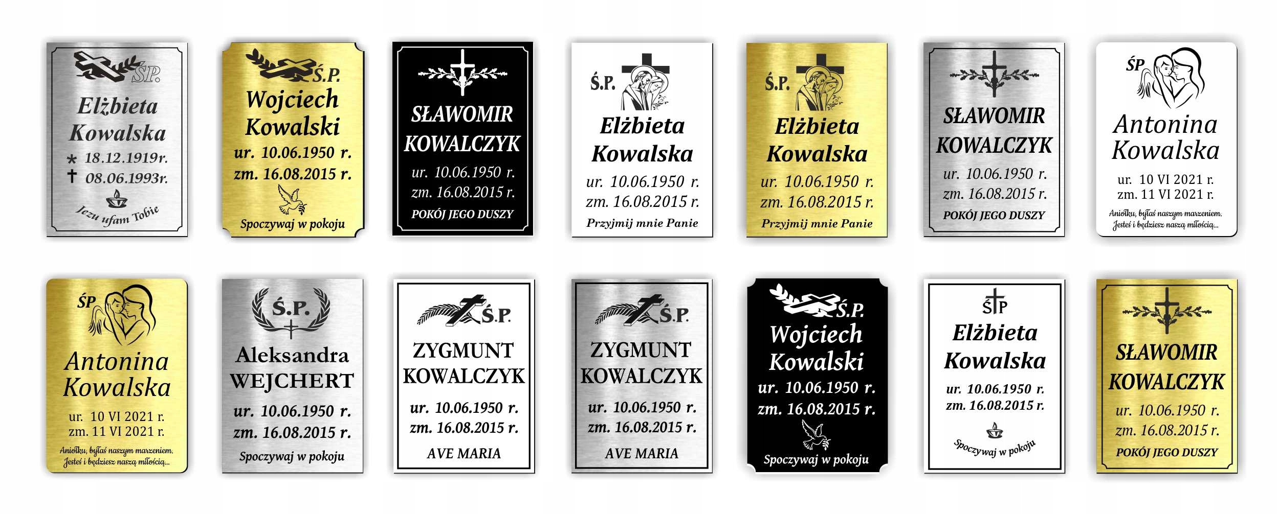 Tablica nagrobna tabliczka na grób 29x21 cm Grubość 1.6 mm