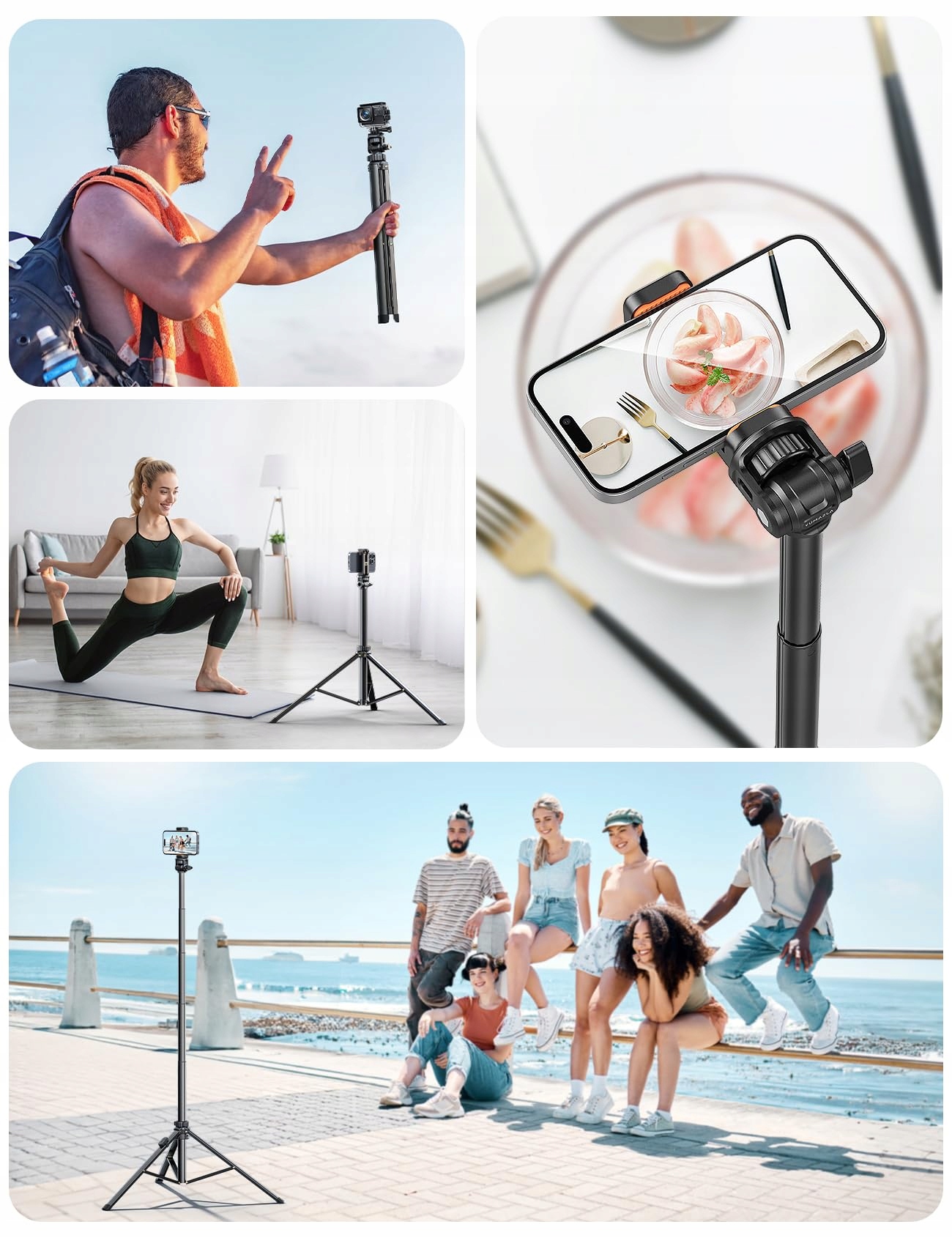 YUMAZLA Statyw Selfie Stick 180cm Do Smartfonów iPhone Samsung — miniatura 8