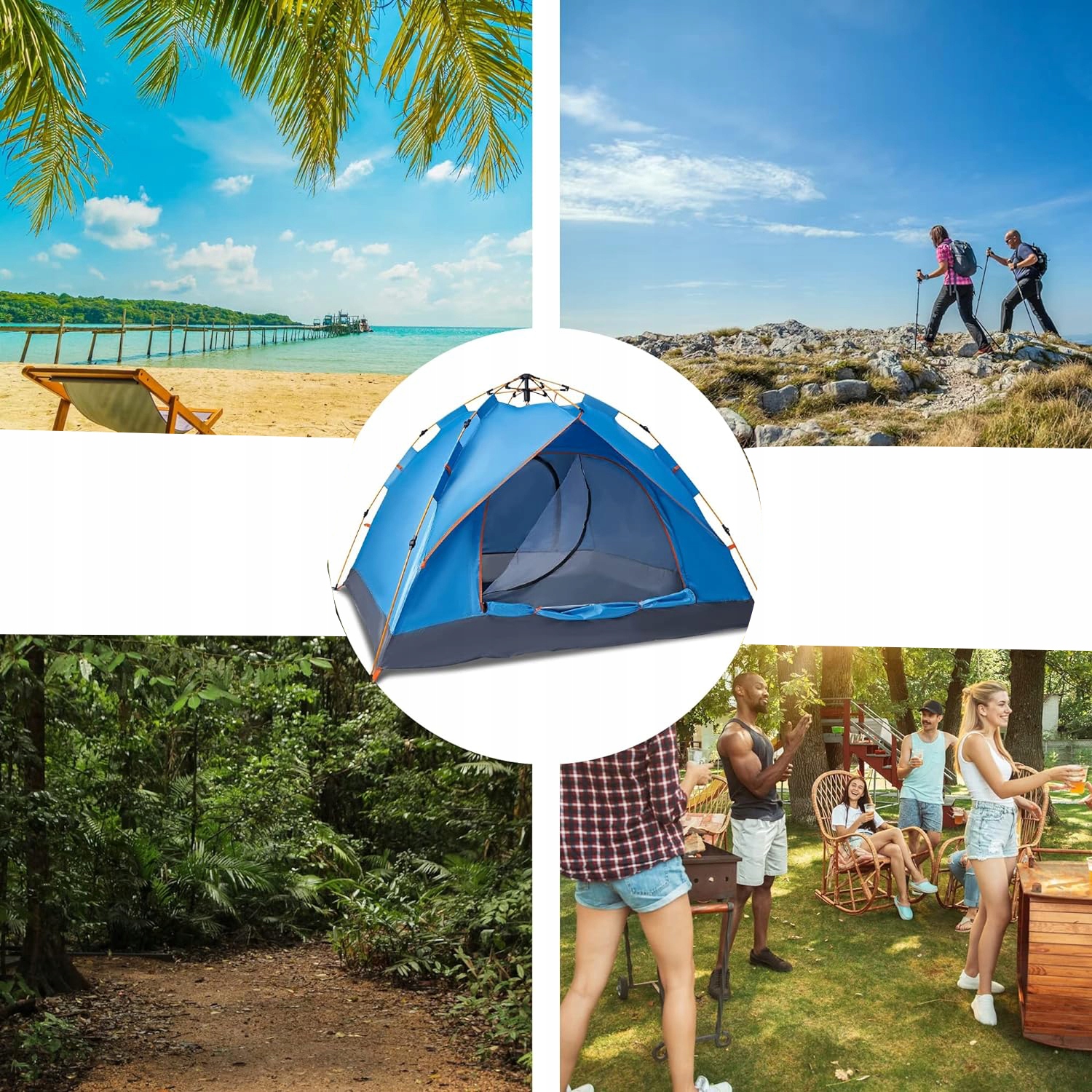 NAMIOT SAMOROZKŁADAJĄCY TURYSTYCZNY 3-4 OSOBOWY MOSKITIERA NA PLAŻĘ WĘDRÓWK Rodzaj rodzinne