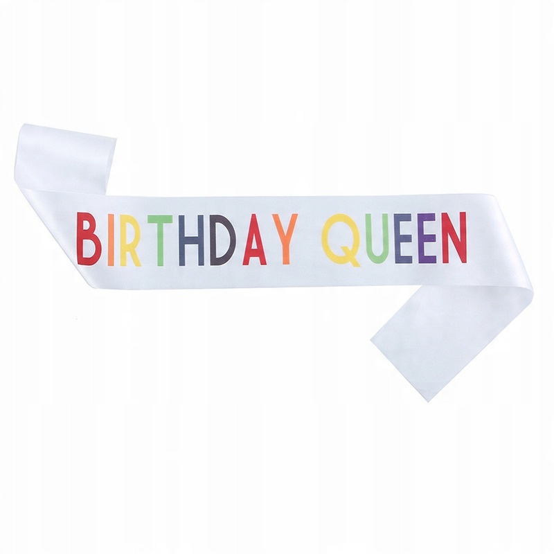 

Szarfa urodzinowa satynowa Birthday Queen biała