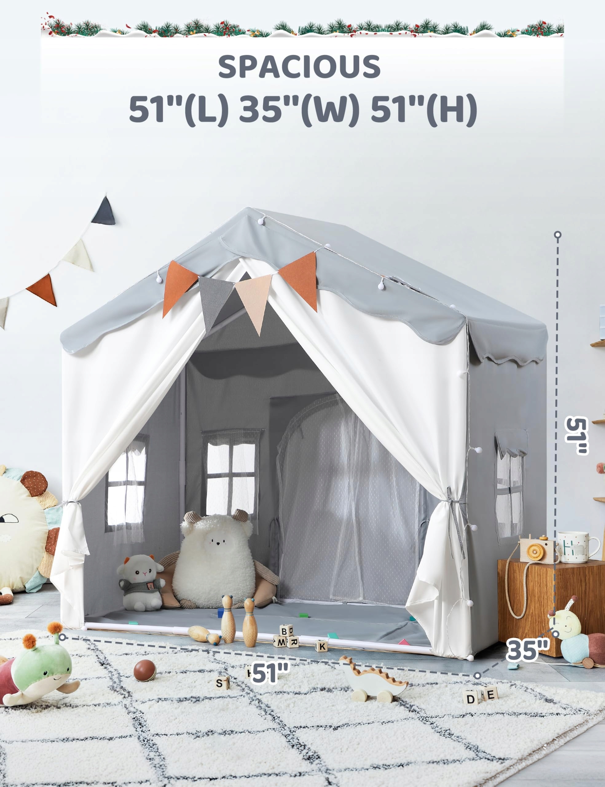 BESREY Namiot Dla Dzieci 2w1 Z Matą Szary Dla Dzieci Od 3 Lat — miniatura 8
