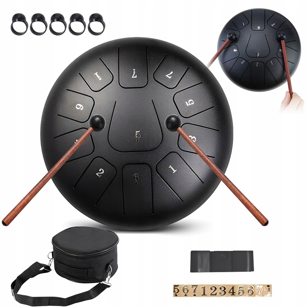 Ocelový Éterický Jazykový Buben Tongue Drum Handpan 10" 11 Tónů S Taškou