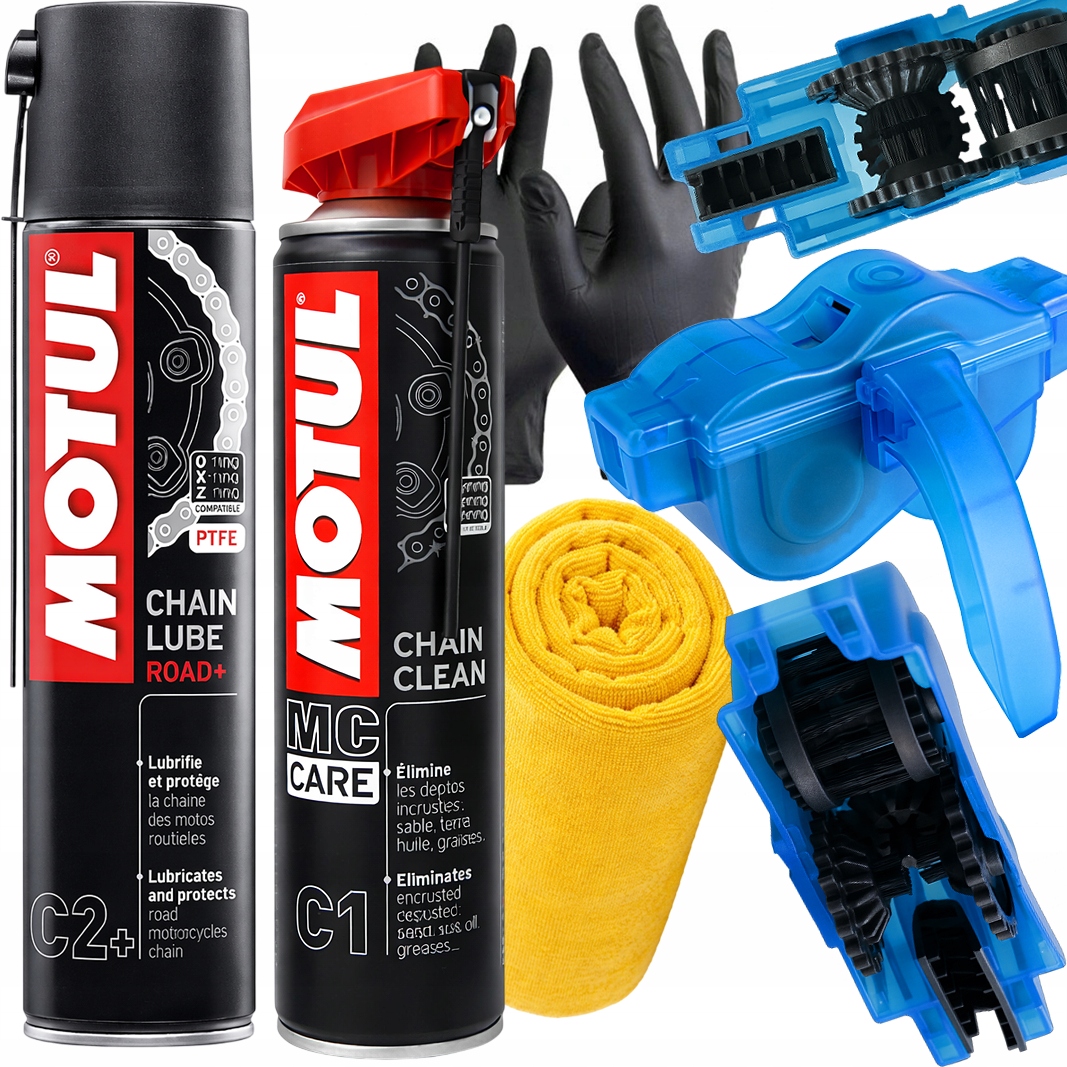 Zestaw Motul Do Czyszczenia Smarowania Łańcucha Motocykl Rower Szczotka