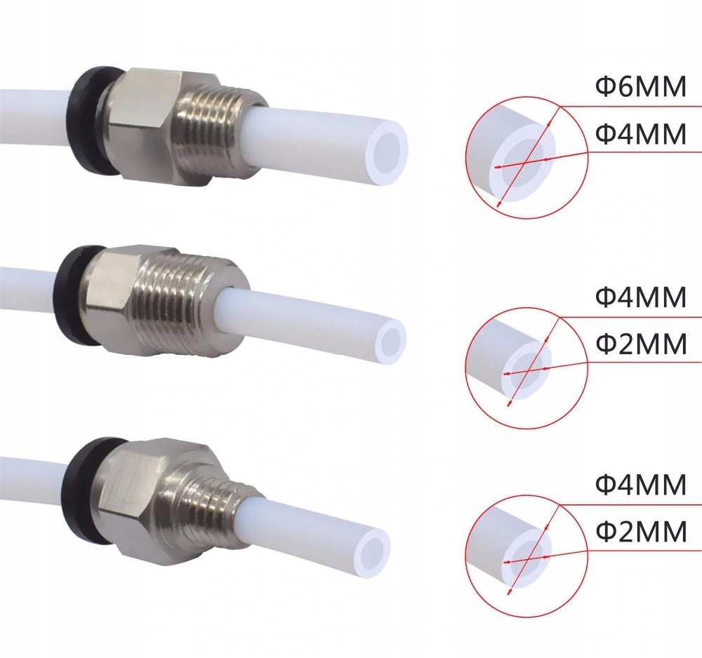 złącze, szybkozłączka PC4-M6, Bowden, 3D Producent Inna
