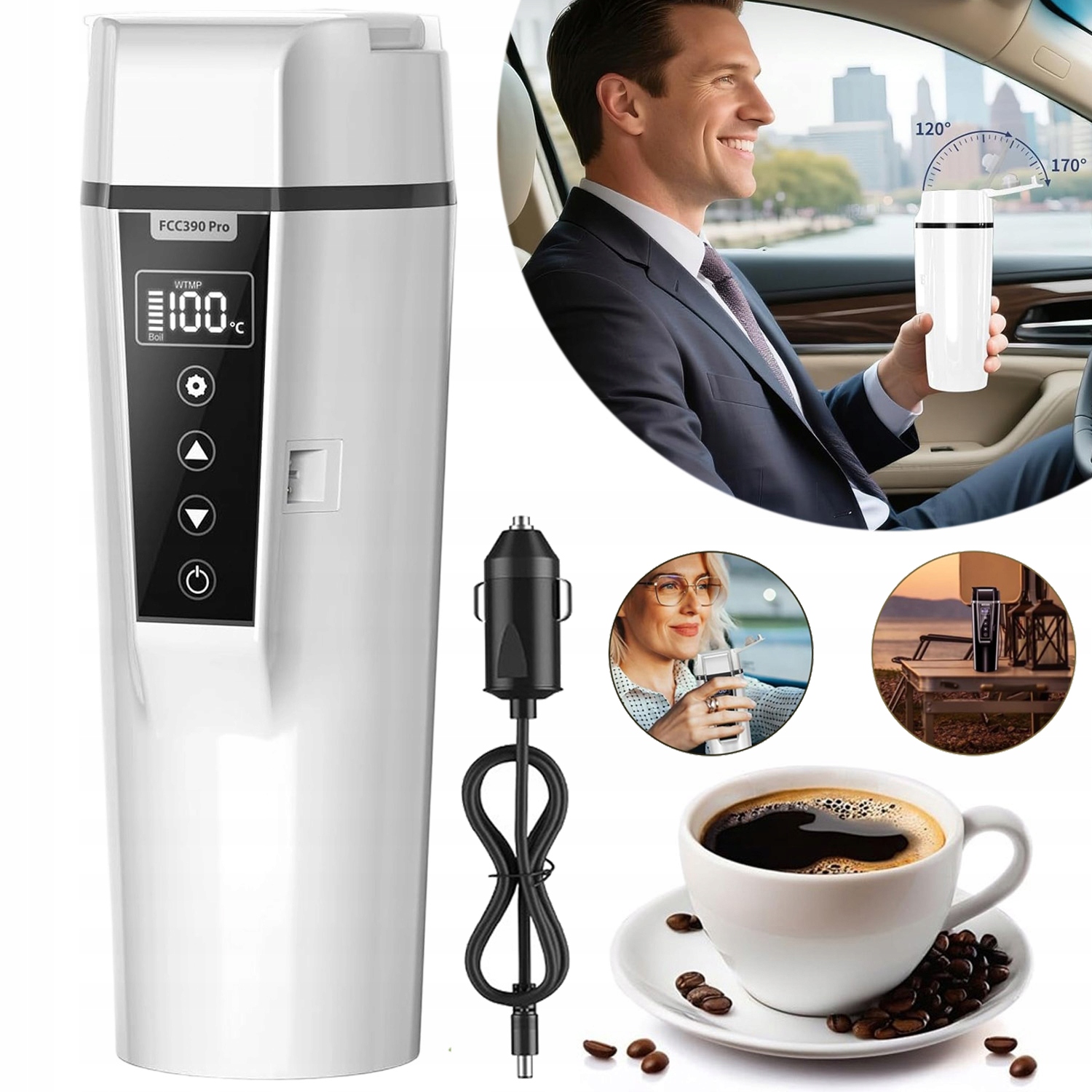 Elektrický Termohrnek 450 ML S Míchačkou Smart Touch, Multifunkční