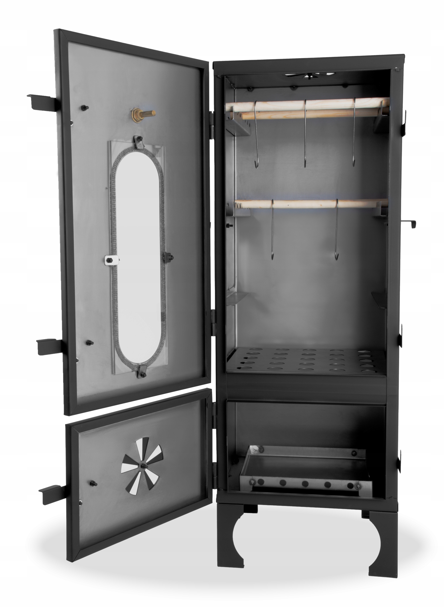 WĘDZARNIA OGRODOWA Z SZYBĄ SPAWANA WĘDZARKA METALOWA 2w1 WĘDZENIE I GRILL Producent inna