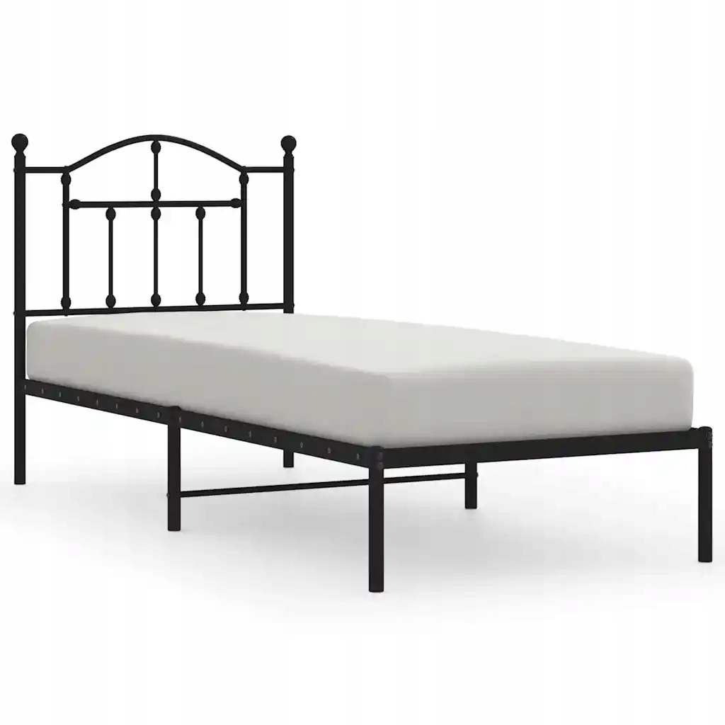 Klasický rám postele z kovu, černý, 196 x 95 x 97 cm, prostor pod postelí