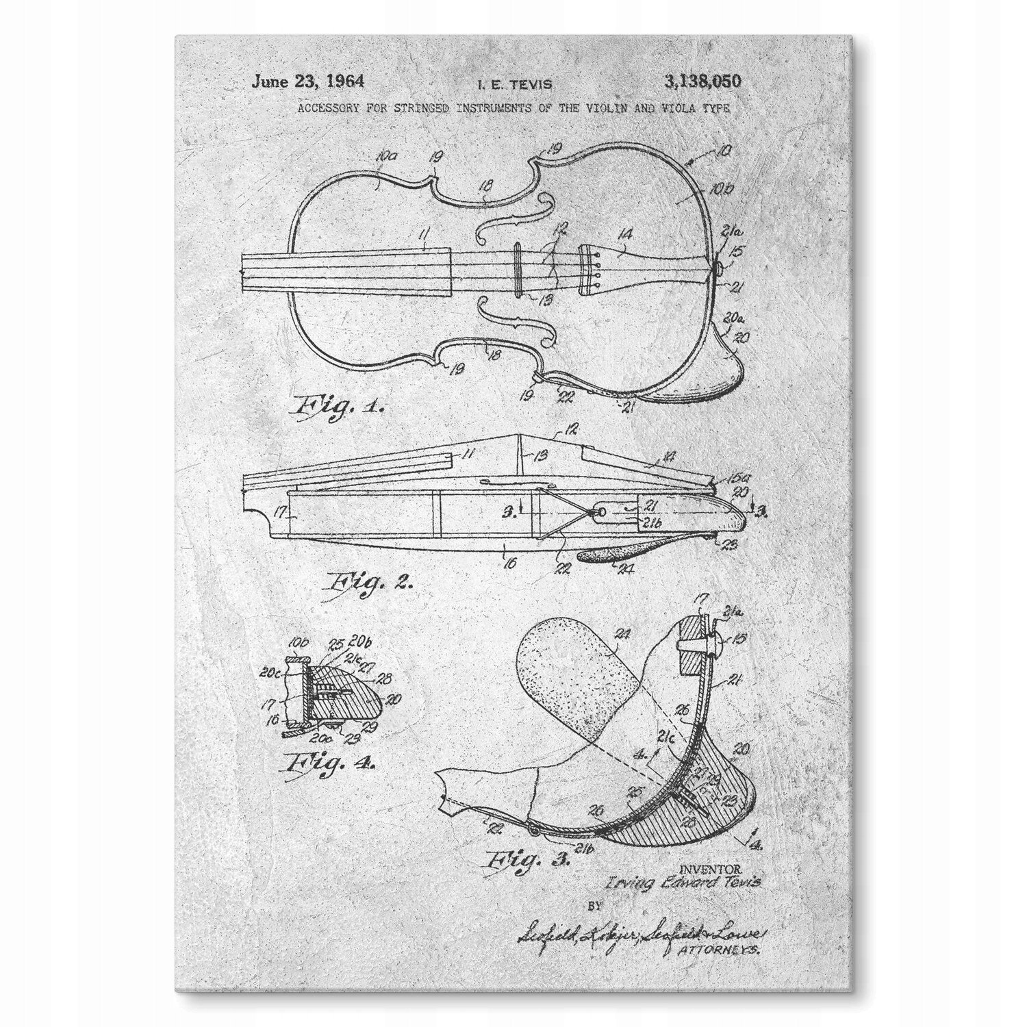 Kovový plakát Violin nástroj Stone Szyld Plech 30 x 42 cm Dárek