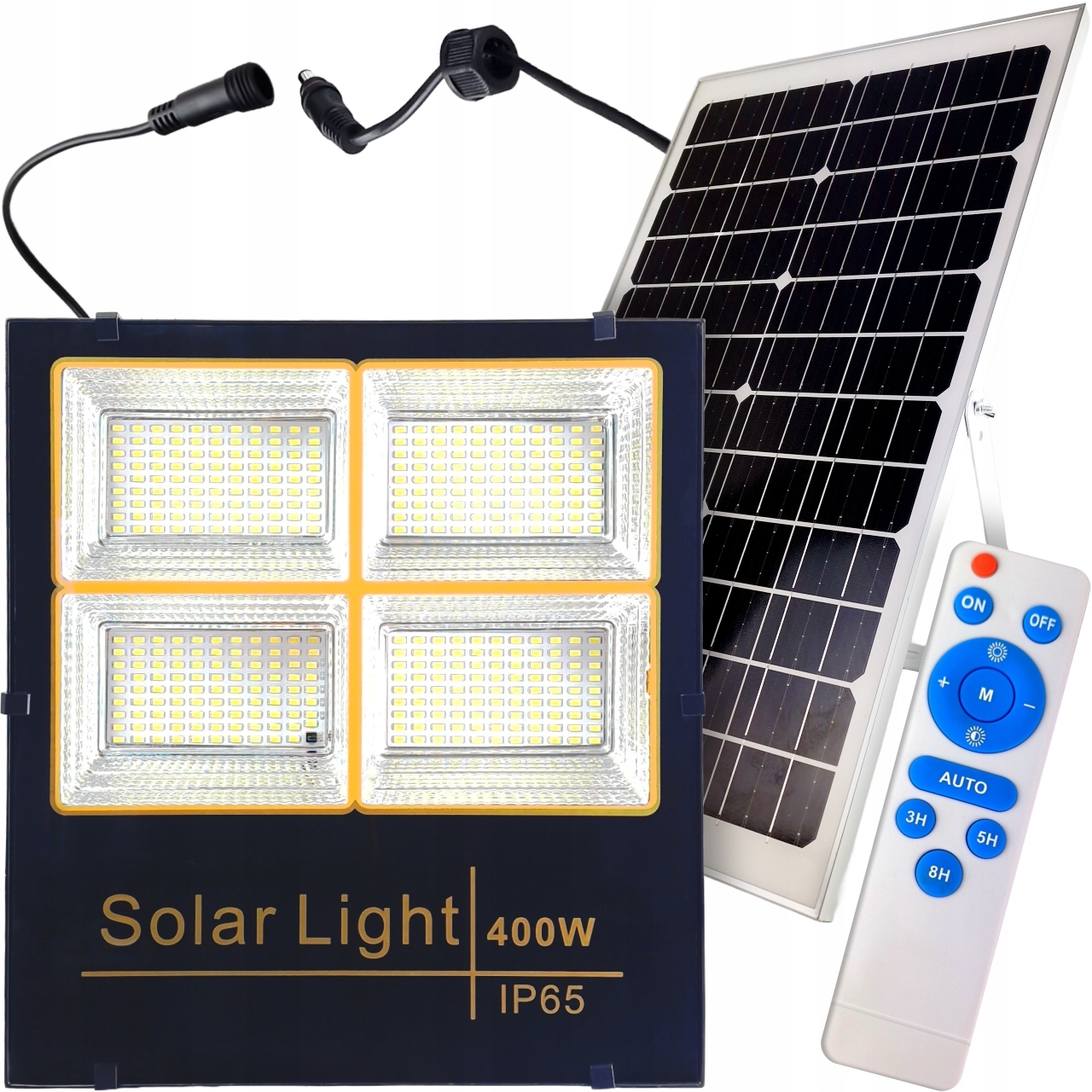 Lampa Solarna 400W Mocna Solar Z Czujnikiem Zmierzchu Cob Pilot IP65 Led