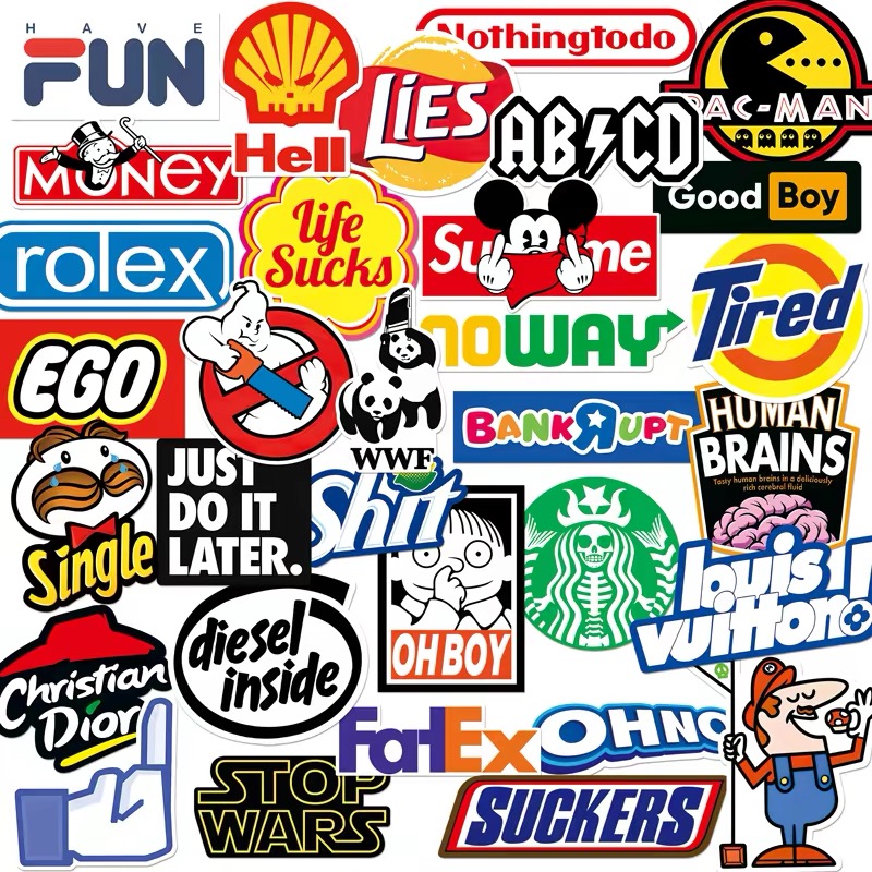 Zestaw Dużych Naklejek Meme 32 szt. Śmieszne Marki Sticker Bomb Laptop