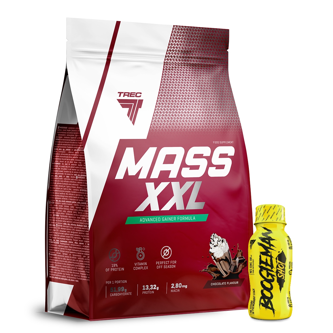 Trec Mass XXL 3000g Masa Bílkovina Gainer Mutant Čokoláda