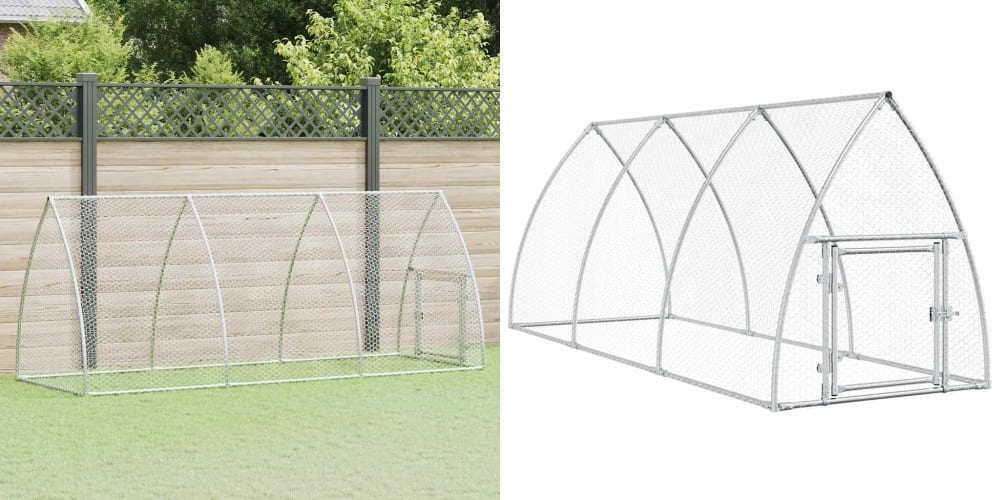 Levně Stříbrná klec pro kuřata, ocel, 300 x 105 x 120 cm