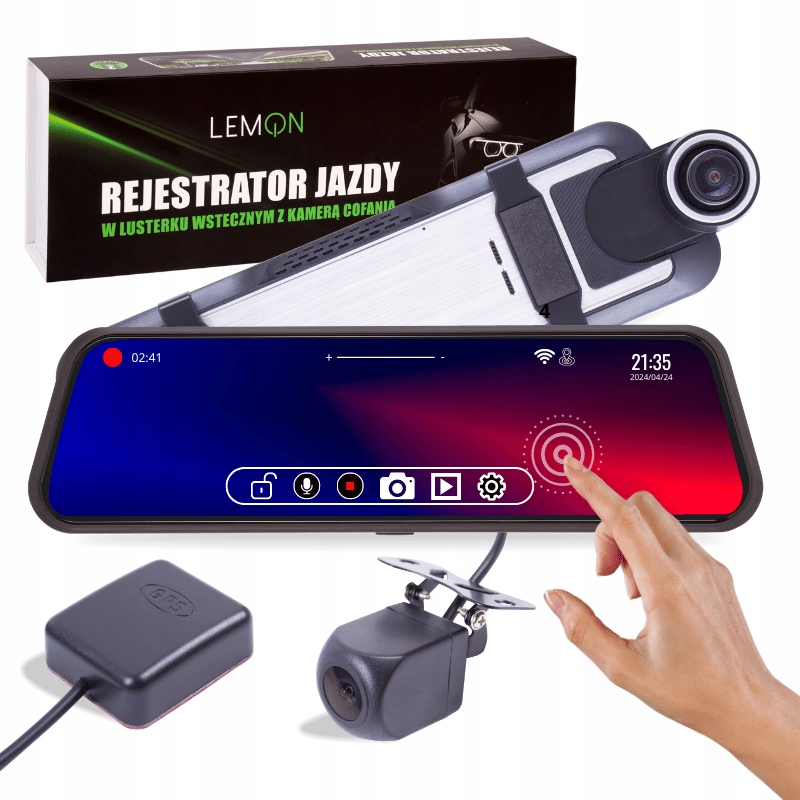 Kamera Automobilová 4K Videorekordér Gps WiFi 10" V Zrcátku Přední Zadní