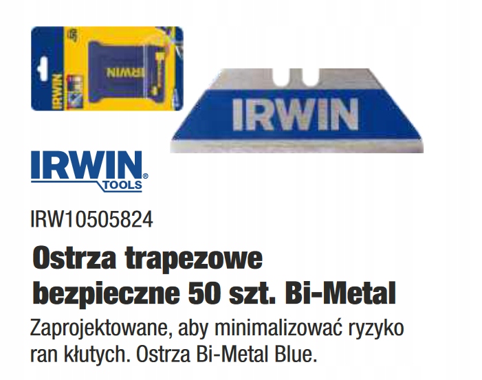 Трапециевидные лезвия (50шт.) Би - металл безопасный IRWI