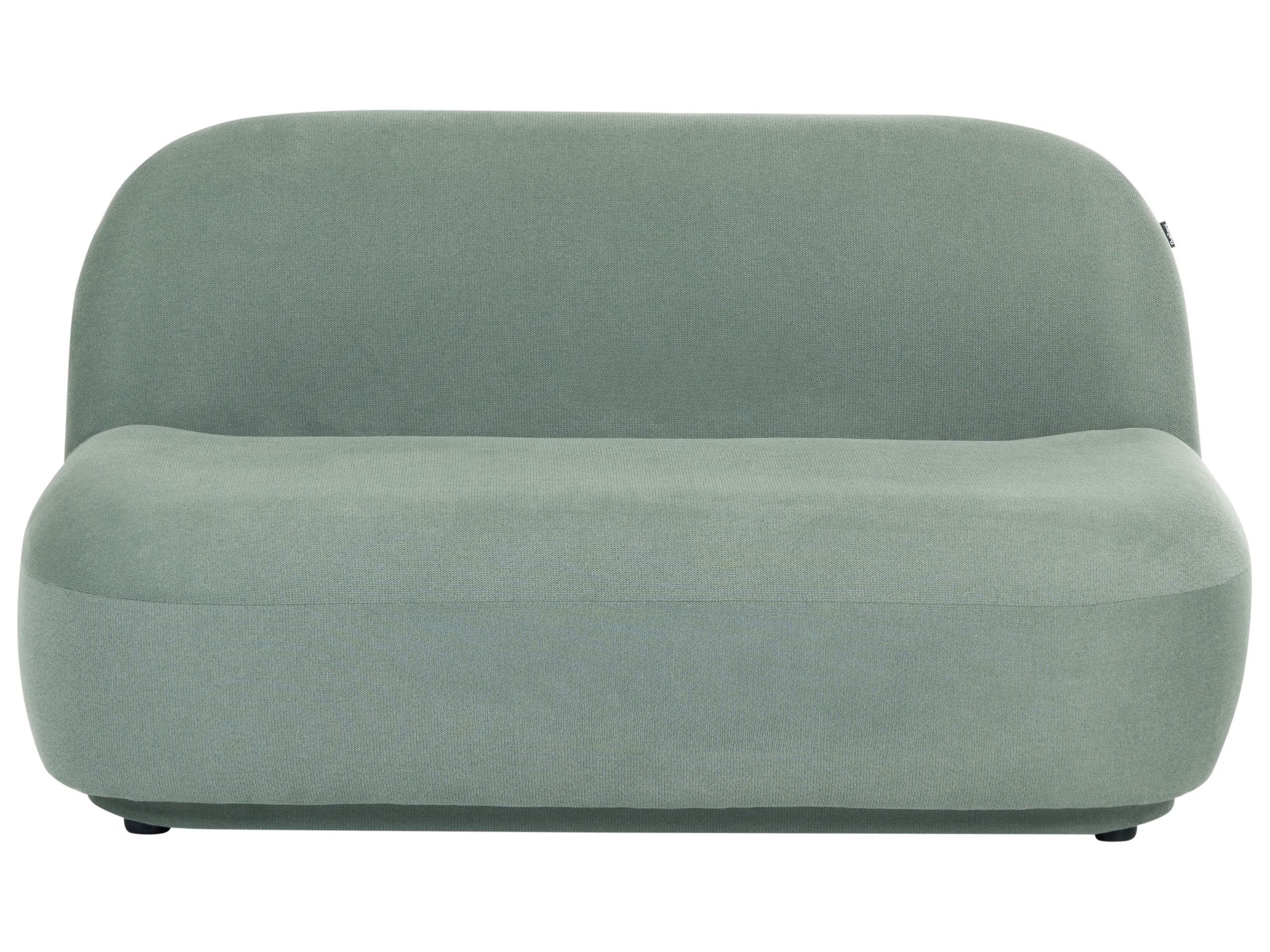 Sofa 2 osobowa tapicerowana tkanina hydrofobowa jasnozielona